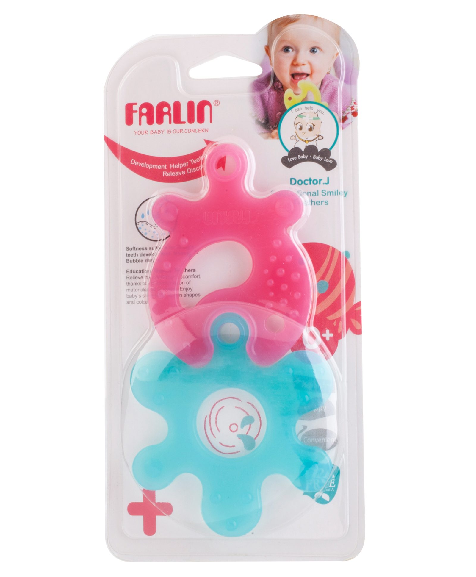 Farlin BBS-006 Educational Smiley Teethers For Baby, BPA-Free Silicone, Puzzle Concept, Lightweight & Easy-to-Hold, Gum Massager for Soothing & Learning, 4M+, Blue & Pink-picture-6
