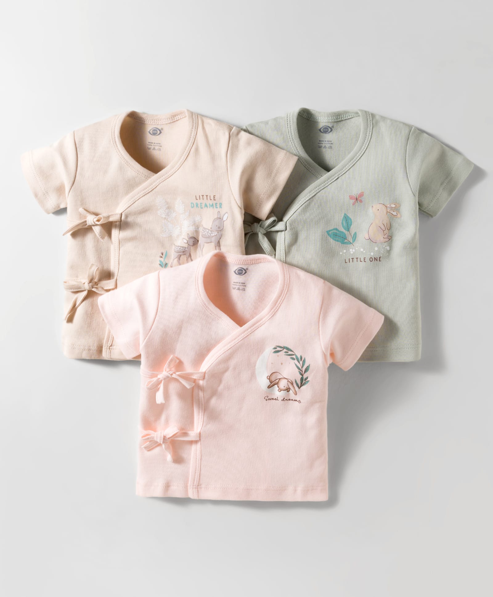 Zero Interlock Knit Half Sleeves Jhablas With Animal Print Pack of 3 - Beige Green & Peach-image-48