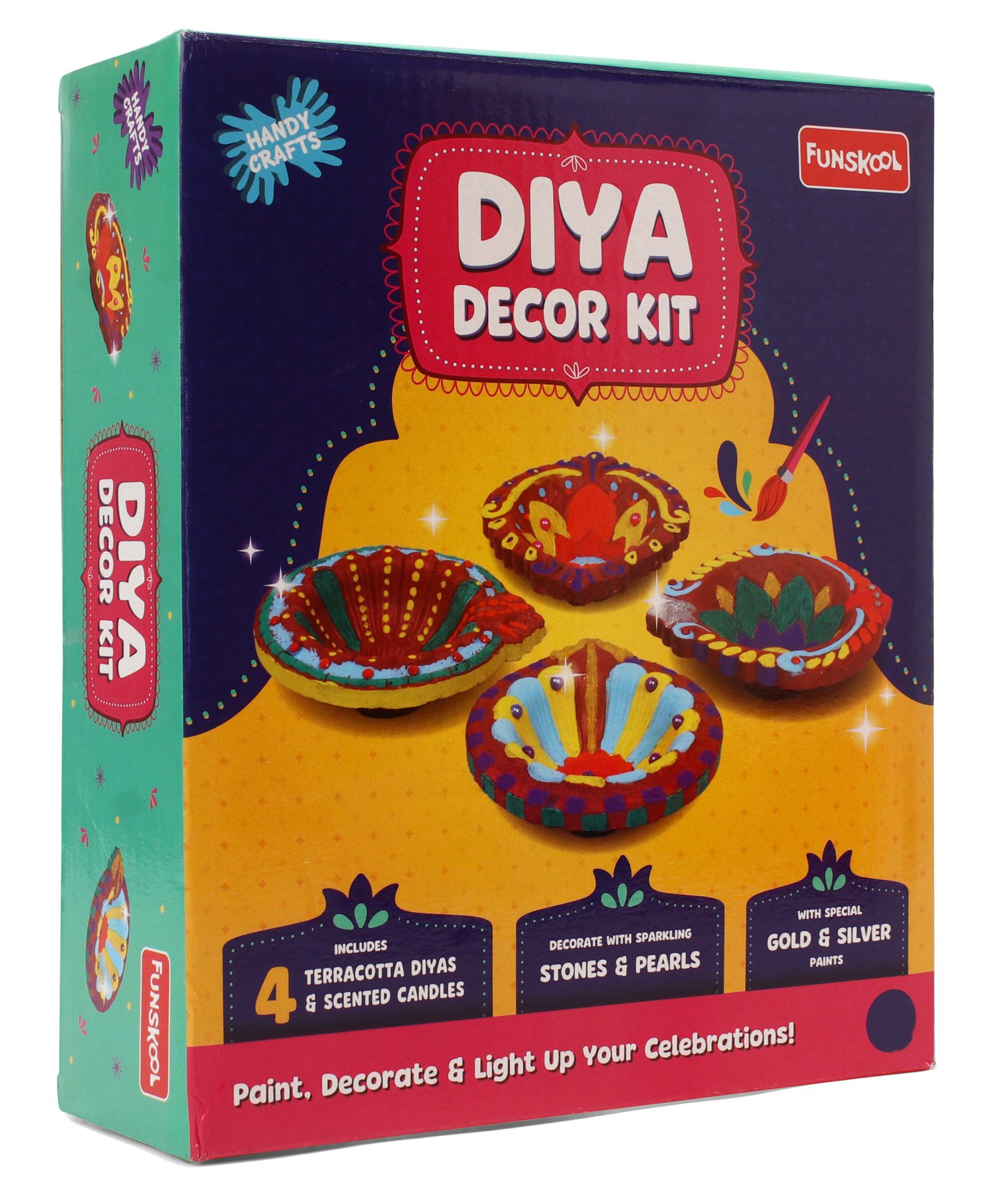 Funskool DIY Terracotta Diya Decor Kit - Multicolor-picture-10