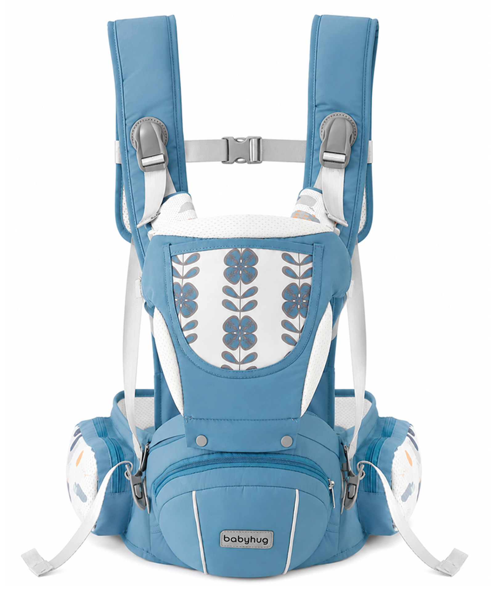 Babyhug AirEase 5-in-1 Hip Seat Baby Carrier - Blue| Lightweight & Breathable| Ergonomic Support| Foldable Head Support| Multiple Carry Positions| Carrying Capacity 15 kg| Optimum Weight Distribution-image-25