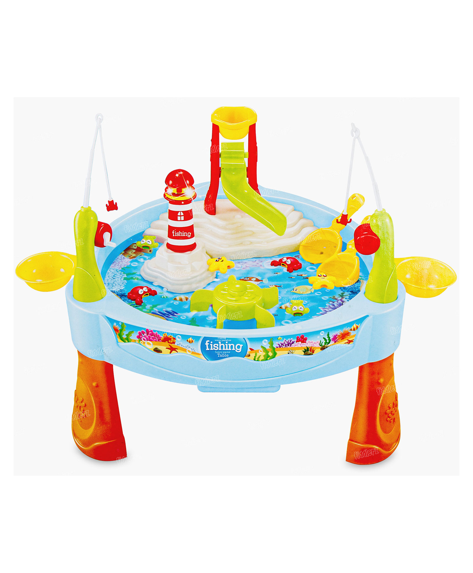 Fiddlerz Water Fishing Game Set Battery Operated with Electric Rotation and Lights and Sounds for Kids(Multi Color)
