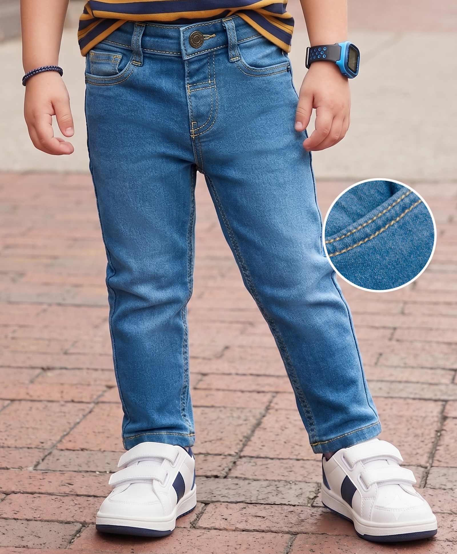 kookie kids india Kookie Kids Denim Woven Full Length Washed Jeans - Light Blue-picture-35
