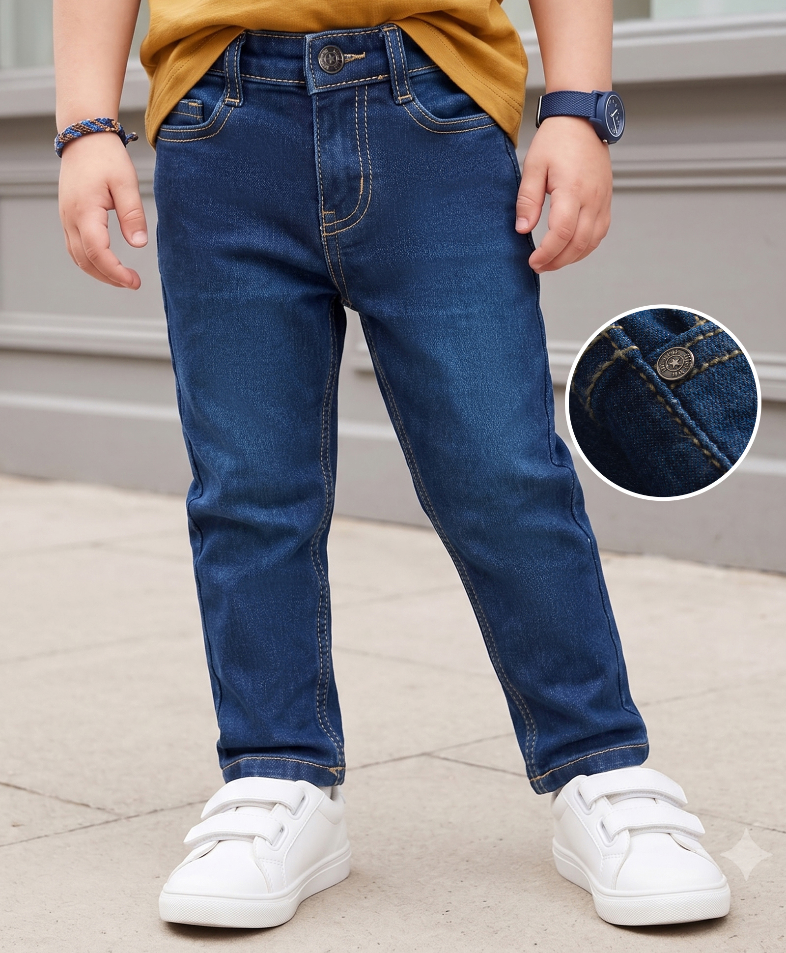 kookie kids india Kookie Kids Denim Woven Full Length Solid Color Jeans - Navy Blue-picture-13
