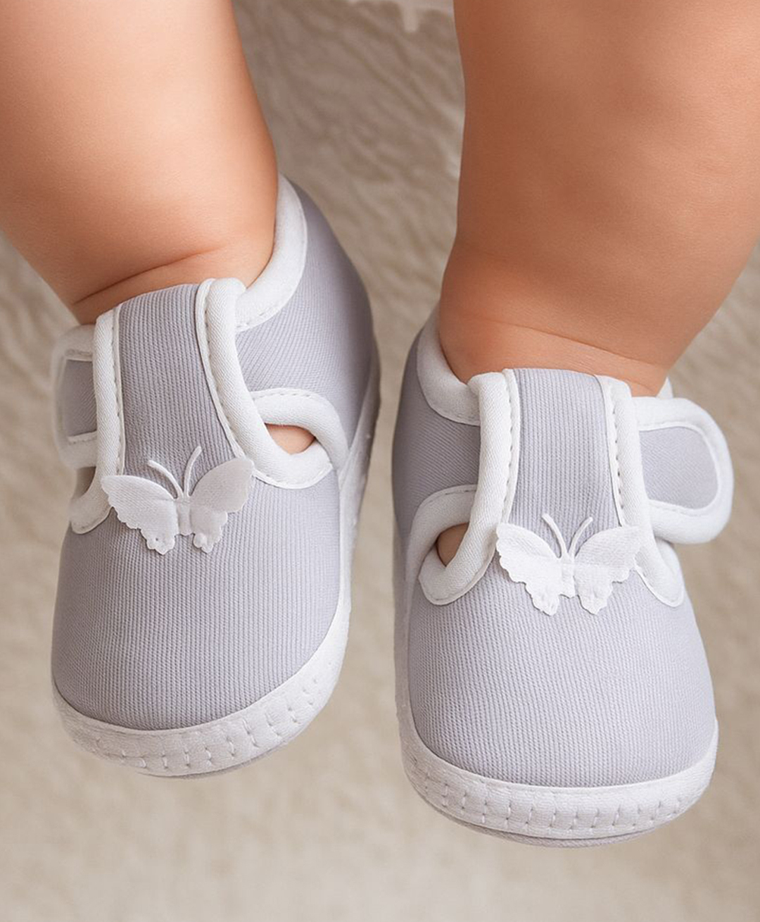 Neska Moda Butterfly Applique Detailed Velcro Closure Booties - Grey-picture-36