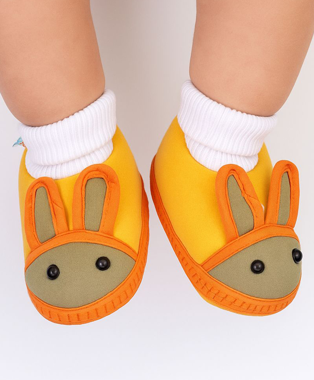 Neska Moda Bunny Applique Detailed Slip On Booties - Green & Yellow-picture-20