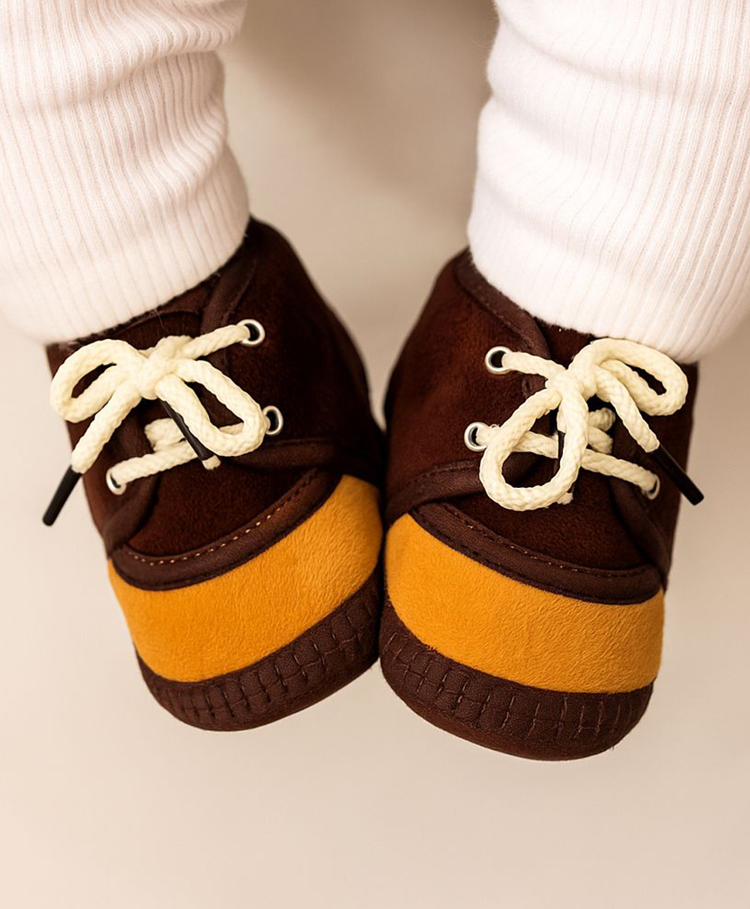 Neska Moda Colour Blocked Lace Up Booties - Brown-picture-12