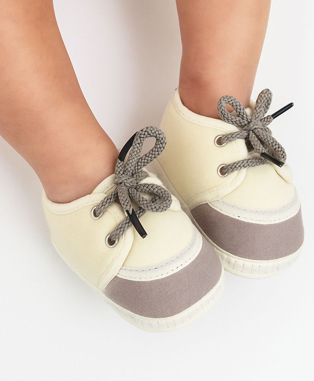 Neska Moda Colour Blocked Lace Up Booties - White & Grey-image-5