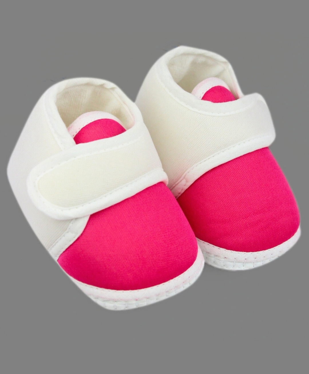 Neska Moda Colour Blocked Velcro Closure Booties - White & Rani Pink-image-2