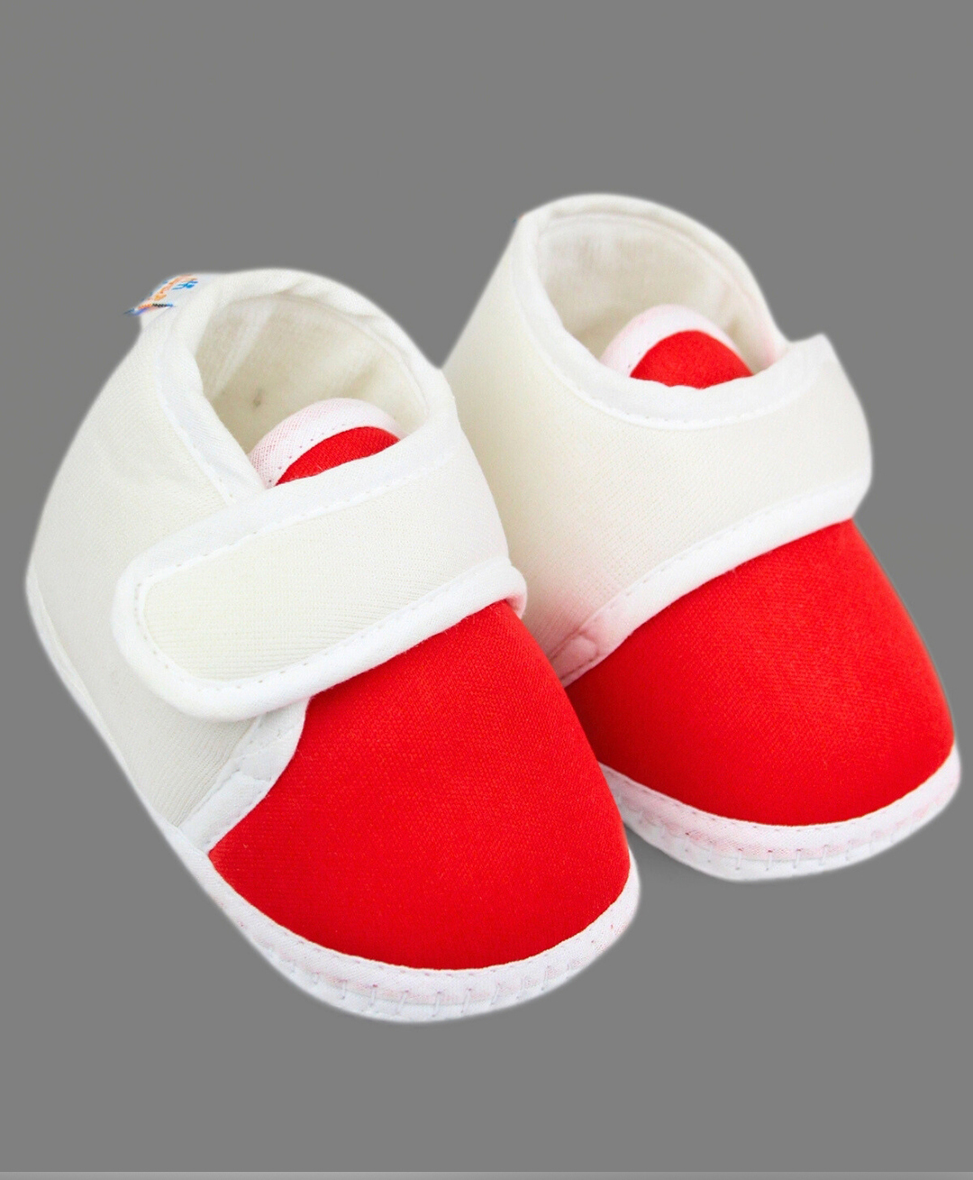 Neska Moda Colour Blocked Velcro Closure Booties - White & Red-image-46