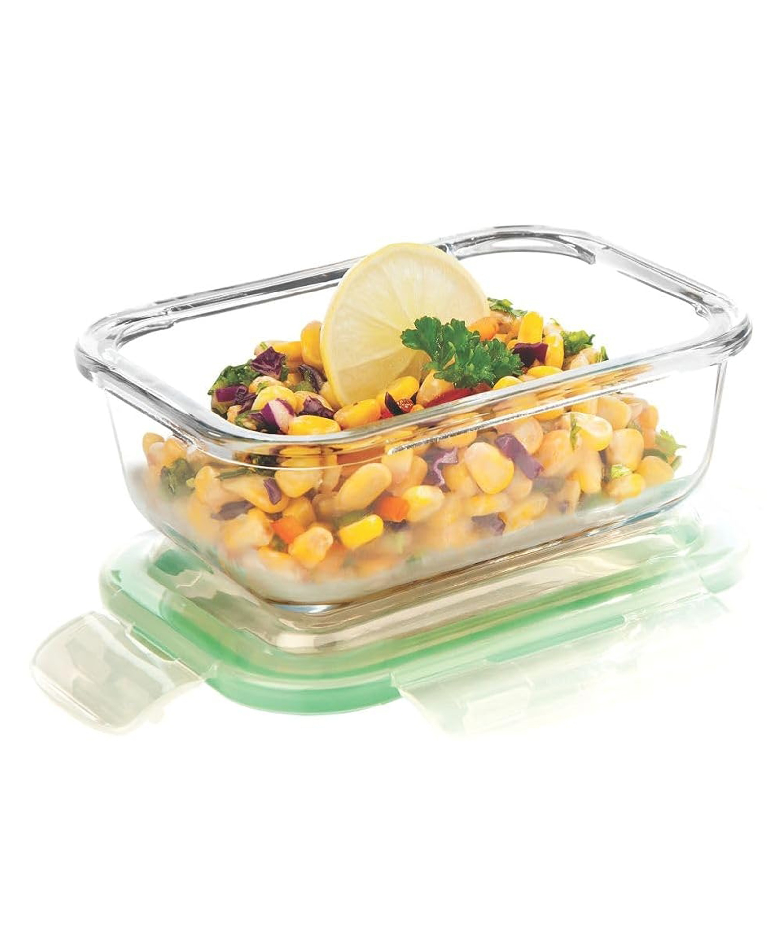 Signoraware Lock N Store Borosilicate Glass Rectangular Container With Lid | Microwave & Freezer Safe | Airtight & Leakproof | Ideal For Kitchen Use, Lunch Box & Reheating Leftovers ( Clear| 370 ml )-picture-24
