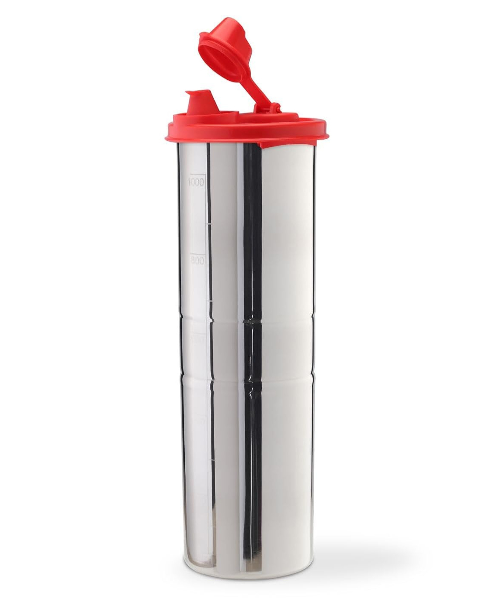 Signoraware 1.1 Litres Easy Flow Stainless Steel Oil Dispenser Bottle With Lid And Cap | Air-Tight Spill-Proof | Food Grade Pourer Drizzler (Red, Set Of 1 |Capcity-1100 ml )-picture-24
