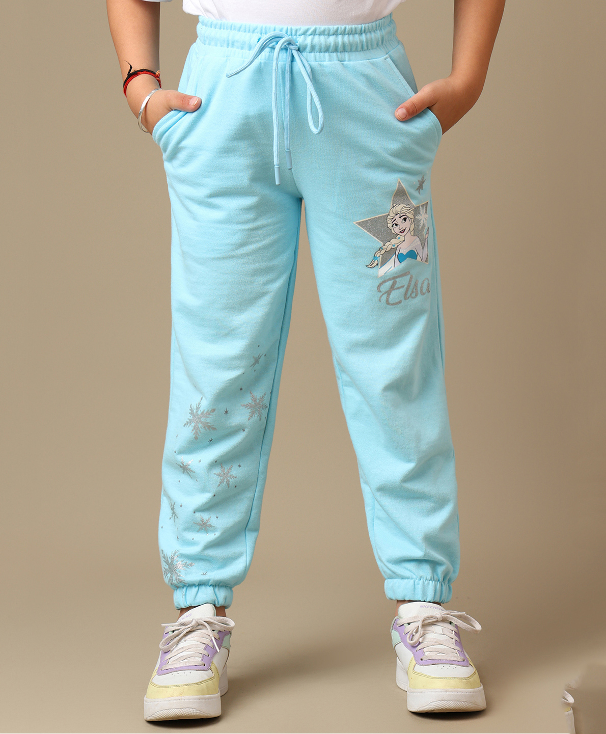 Kidsville Knit Disney Frozen Featuring Elsa Printed Joggers - Blue-picture-28