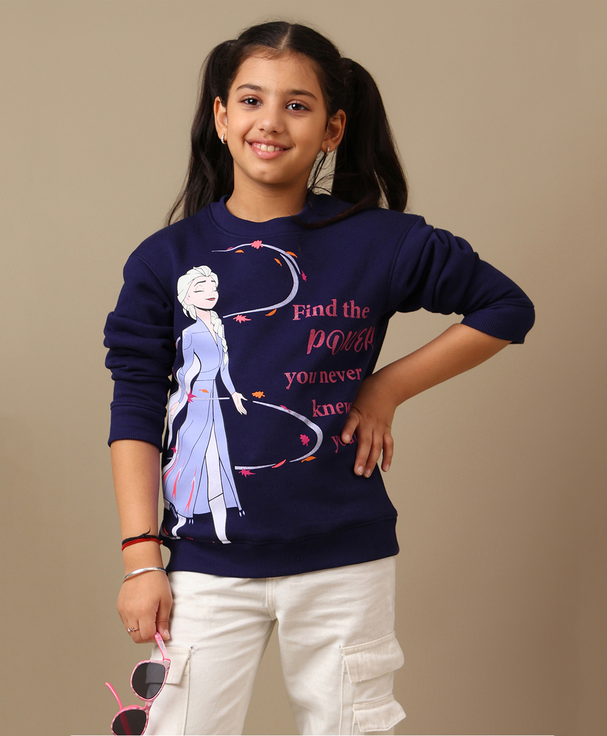 Kidsville Knit Disney Frozen Featuring Full Sleeves Elsa Printed Winter Sweatshirt - Blue-picture-4