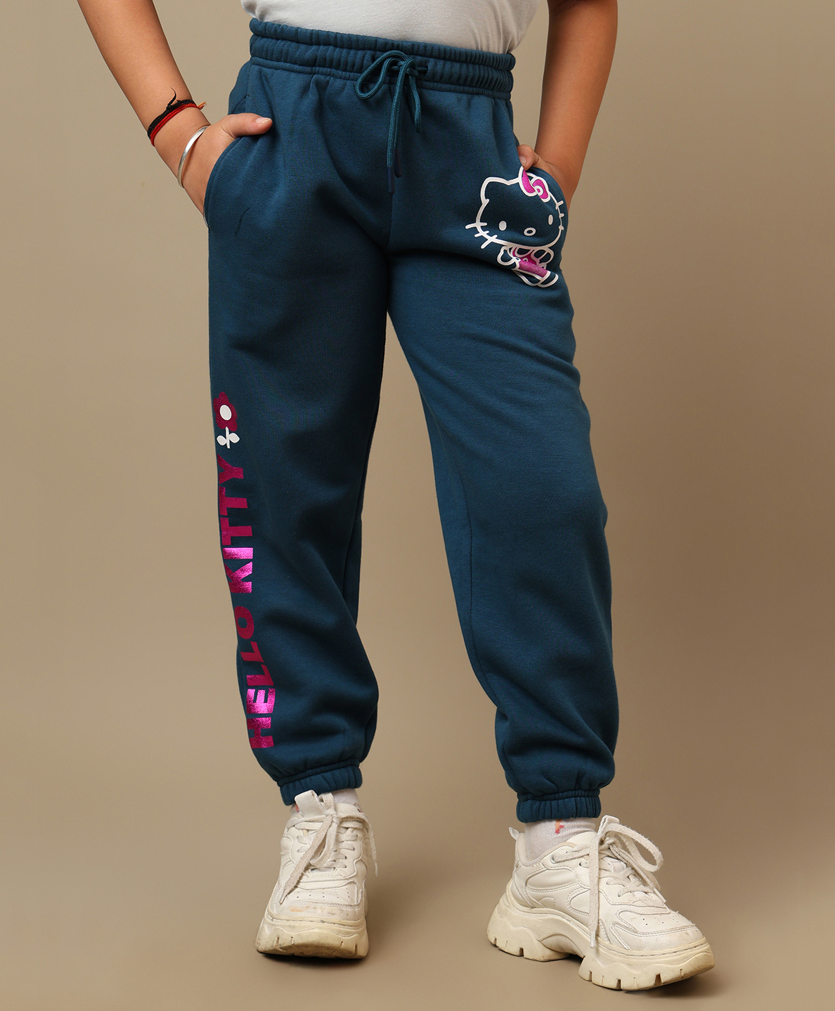 Kidsville Knit Hello Kitty Featuring Character Printed Joggers - Blue-picture-14
