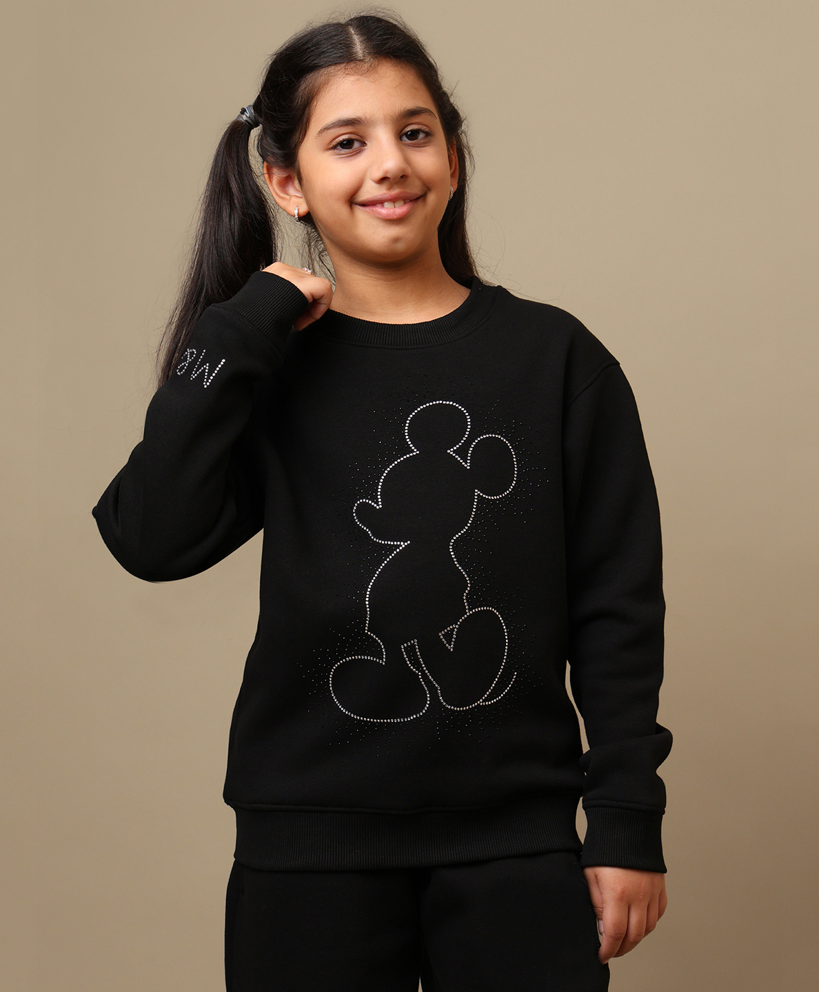 Kidsville Knit Mickey & Friends Featuring Full Sleeves Character Printed Winter Sweatshirt - Black-image-44
