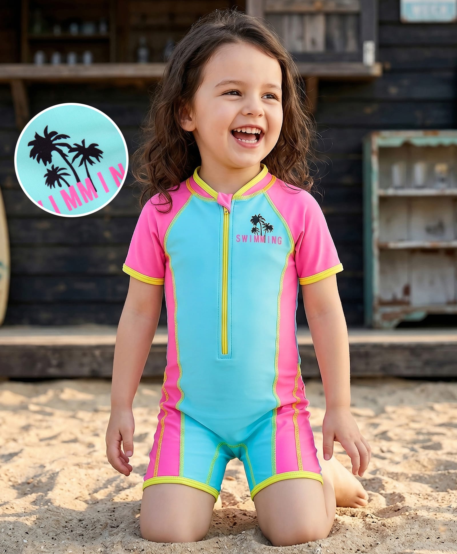 Mark & Mia Half Raglan Sleeves Tree Printed Legged Swimsuit - Mint-image-12