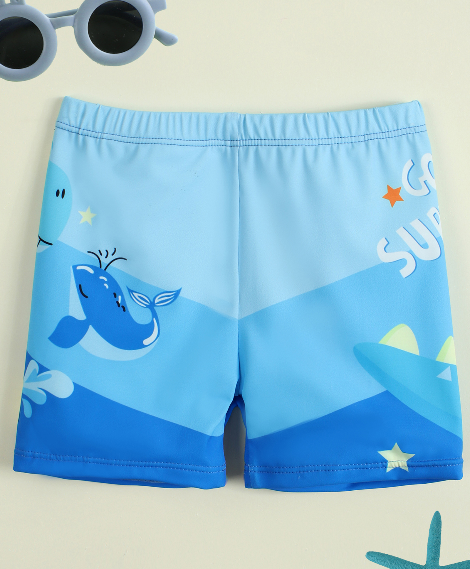 Babyhug Sea Life Printed Swimming Trunk - Blue-image-40