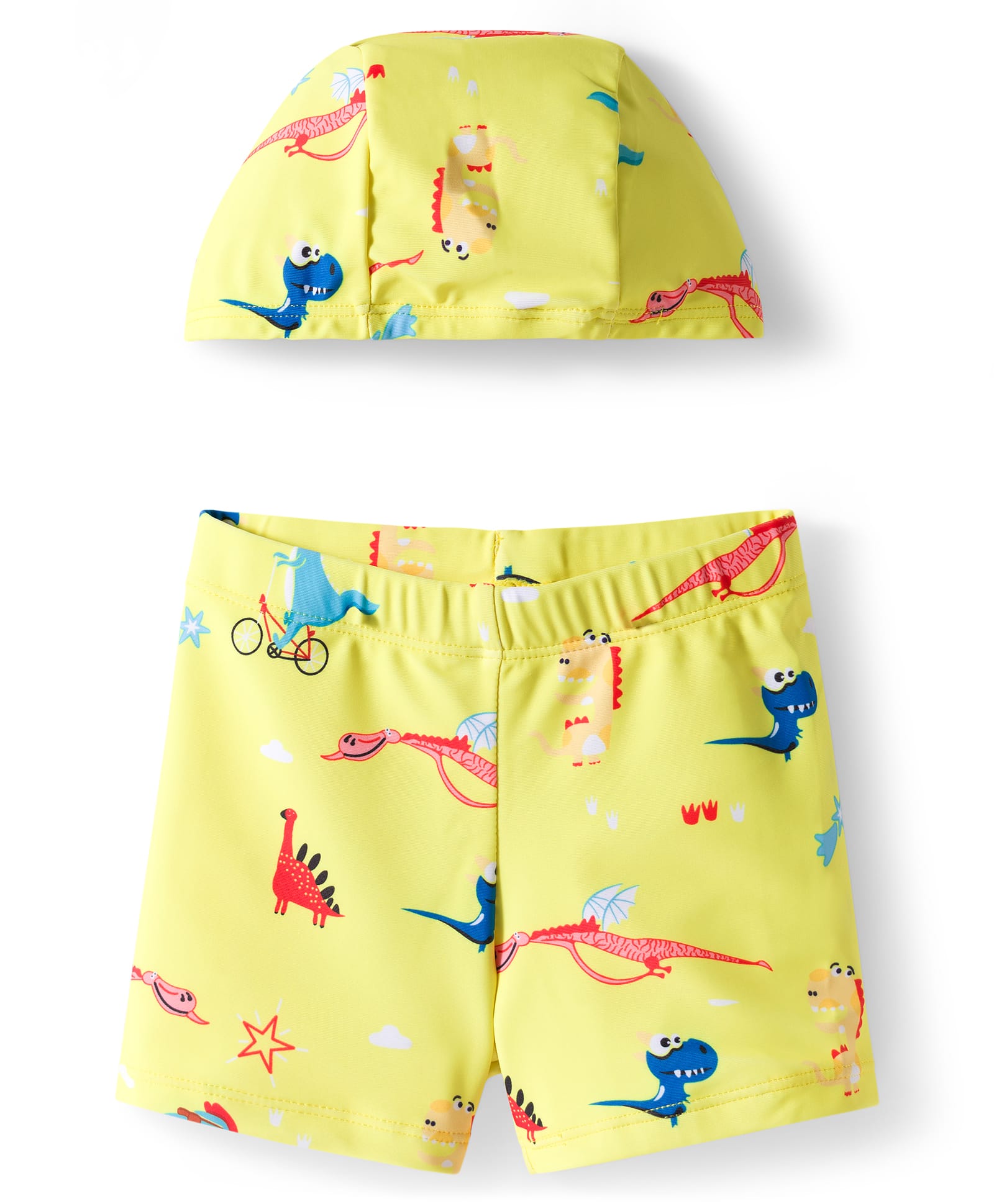 Babyhug Dino Printed Swimming Trunk With Cap - Yellow-image-49