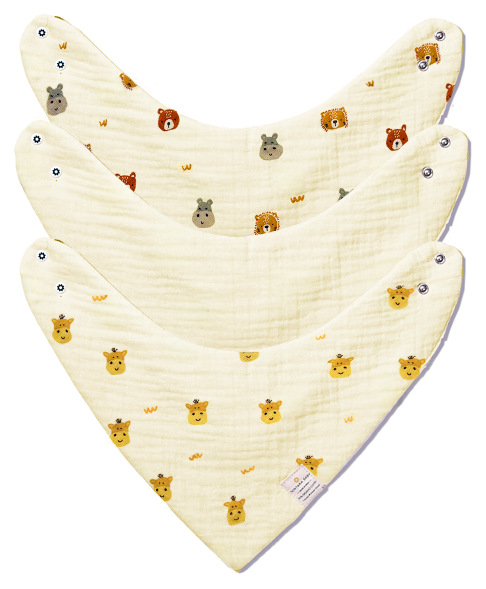 Nintara Baby Bandana Bibs - 100% Organic Premium Muslin Cotton, Absorbent, Soft, Adjustable Snap Buttons, Reversible, 7-Layers for Drooling, Teething, Feeding, Gifts for Babies Ages 0-3, Pack of 3-image-18