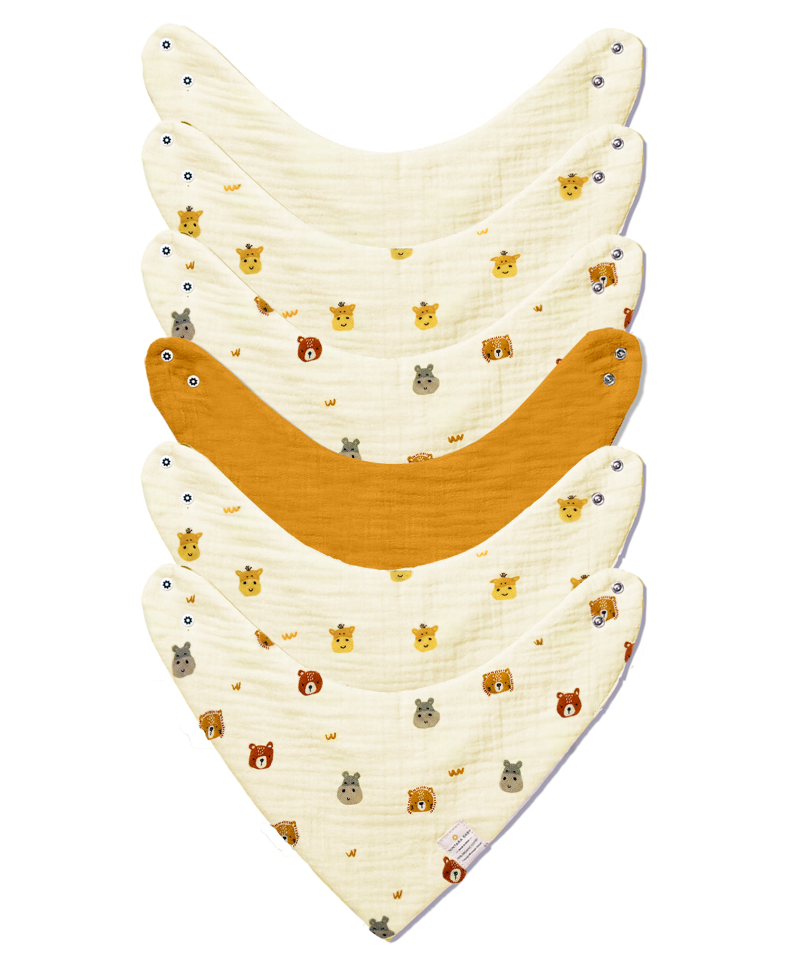 Nintara Baby Bandana Bibs - 100% Organic Premium Muslin Cotton, Absorbent, Soft, Adjustable Snap Buttons, Reversible, 7-Layers for Drooling, Teething, Feeding, Gifts for Babies Ages 0-3, Pack of 6-image-15
