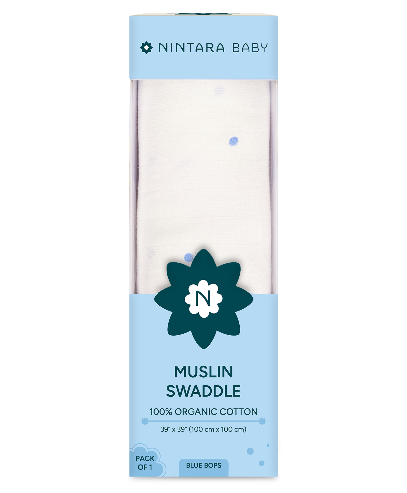 Nintara Baby Swaddle - 100% Organic Premium Muslin Cotton, 39" x 39" (100 cm x 100 cm), Ultra-Soft, Breathable & Lightweight, Multipurpose, Unisex, Hypoallergenic, Gift for Newborn Babies-image-22