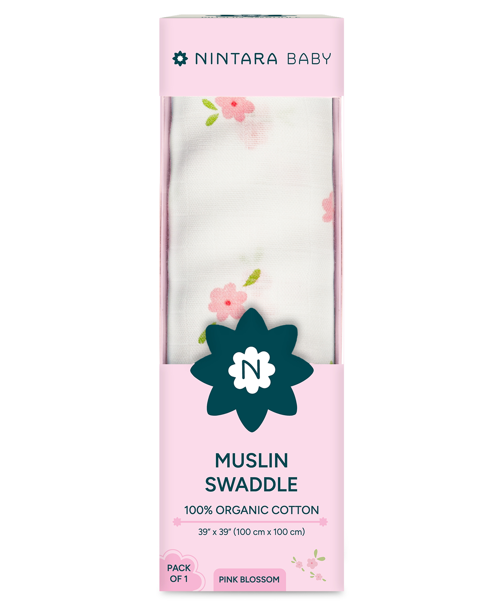 Nintara Baby Swaddle - 100% Organic Premium Muslin Cotton, 39" x 39" (100 cm x 100 cm), Ultra-Soft, Breathable & Lightweight, Multipurpose, Hypoallergenic, Gift for Newborn Girls-picture-21