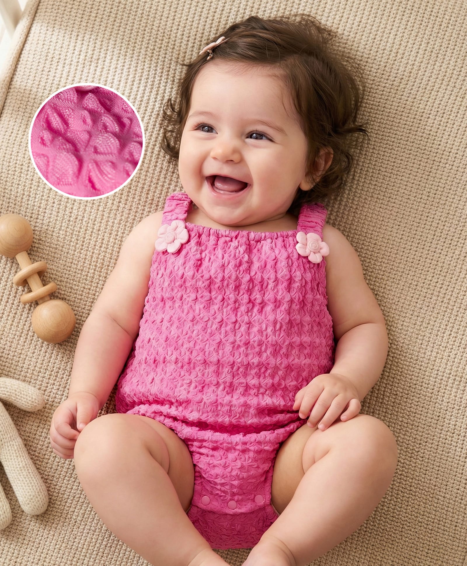 Mark & Mia Sleeveless Onesie with Floral Applique - Fuchsia-image-30