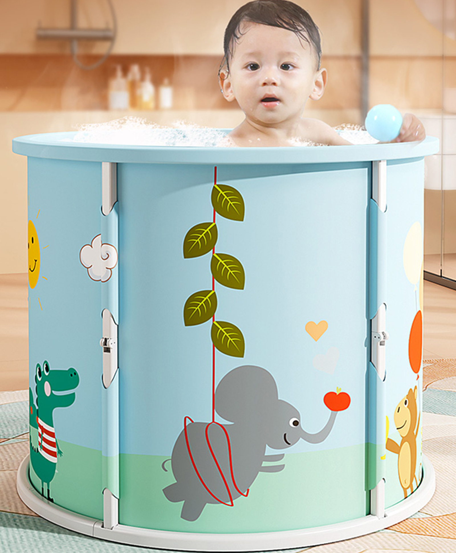 fab n funky Monkey Kids' Swimming Tub, Transparent Thickened Home Bathtub for Soaking & Bathing Use-picture-12