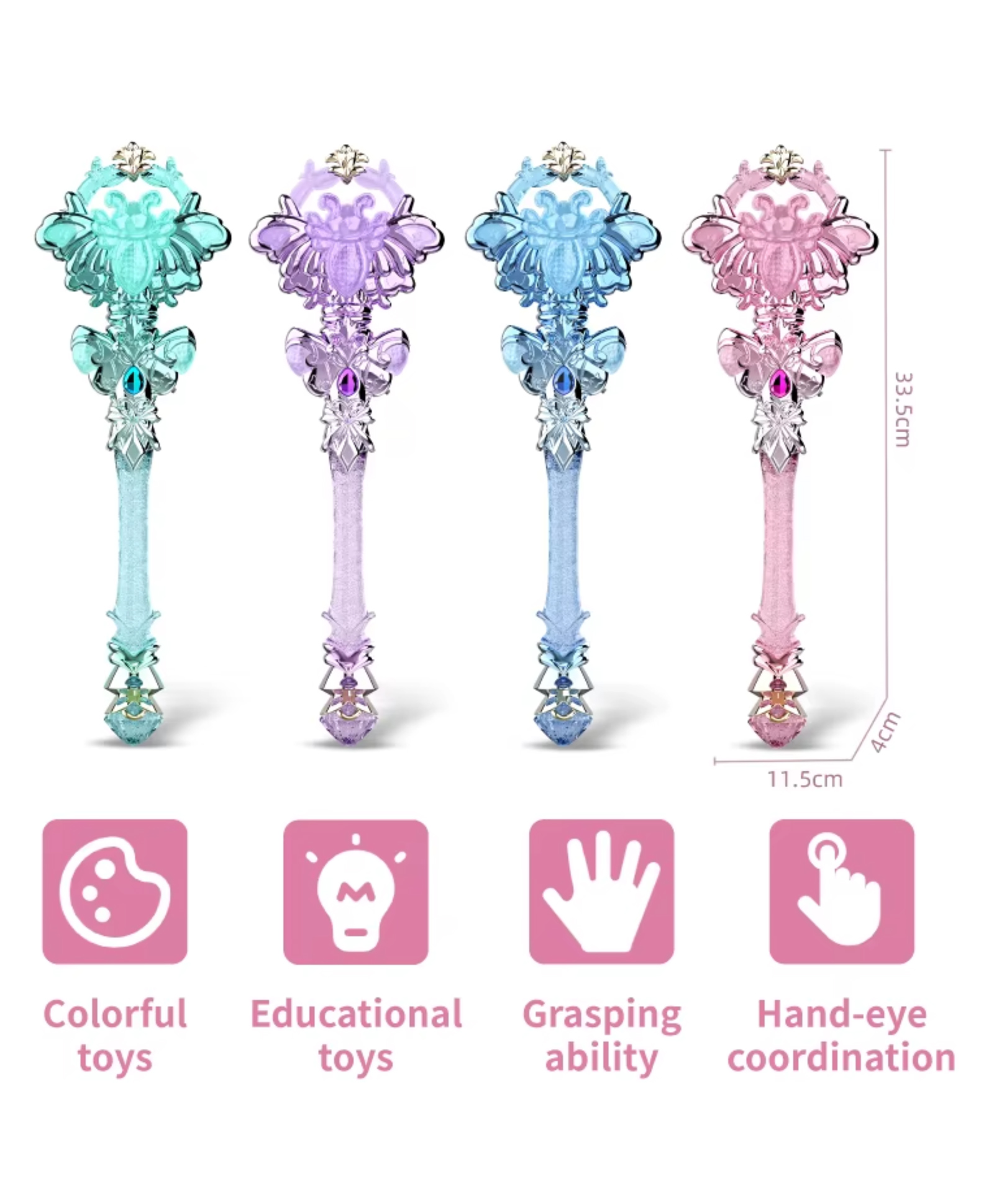 Lumo Brilliant Toys Butterfly Magical Wand Pretend Play Glowing Spinning Music Magic Wand Baby Girl Glitter Flashing Light up Toys Girl's Gift-image-19