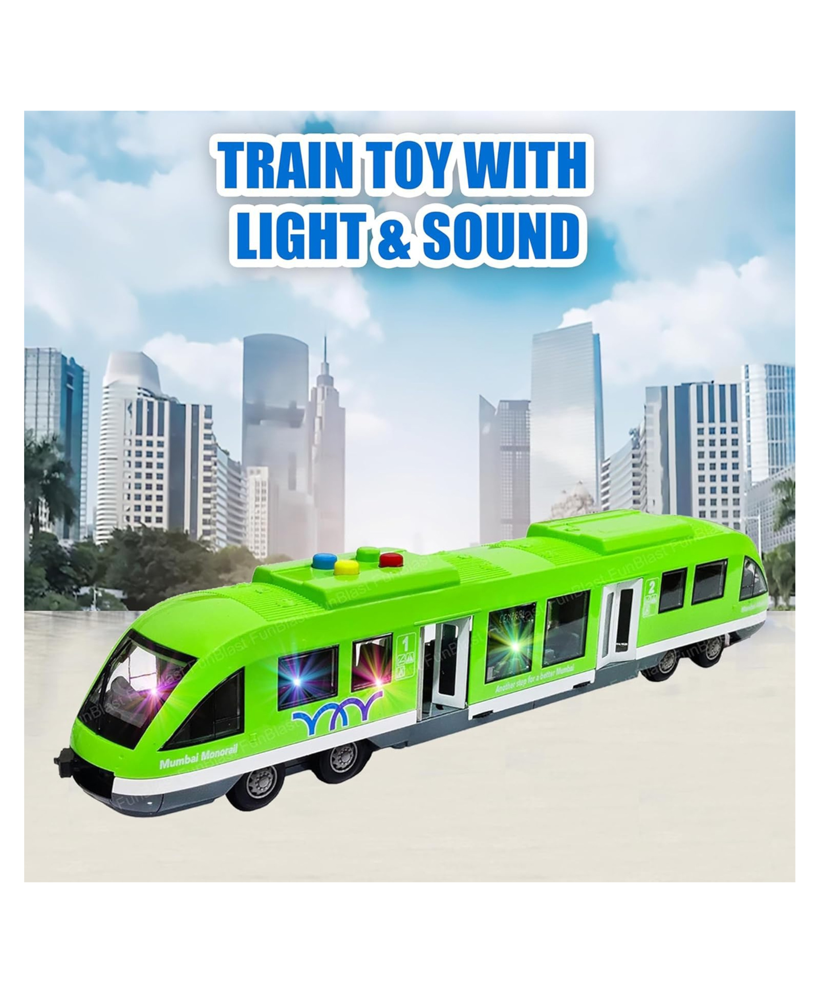 Lumo Brilliant Toys Mumbai Monorail Train Toy for Kids, Big Size Train Set for Kids With Lights And Sound, Bump And Go Musical Toy Train, Fun Play Interactive Kids Toys - (Pack of 1 - Color May Vary)-picture-20