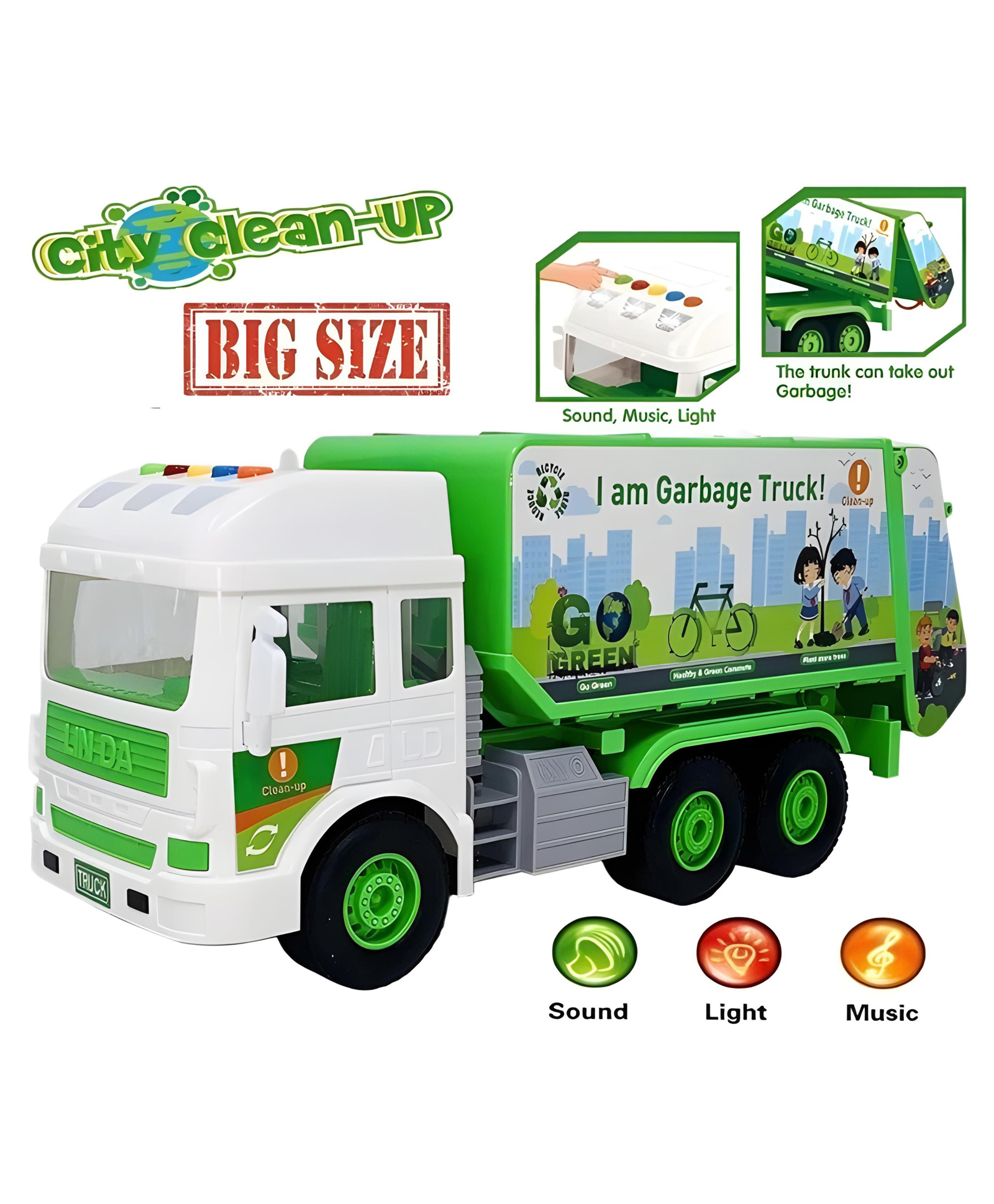 Lumo Brilliant Toys Inertial Garbage Truck Toys for Kids, Real Shape Simple Operation Gliding Friction Powered Waste Management Recycling Toy - Multicolor-image-23