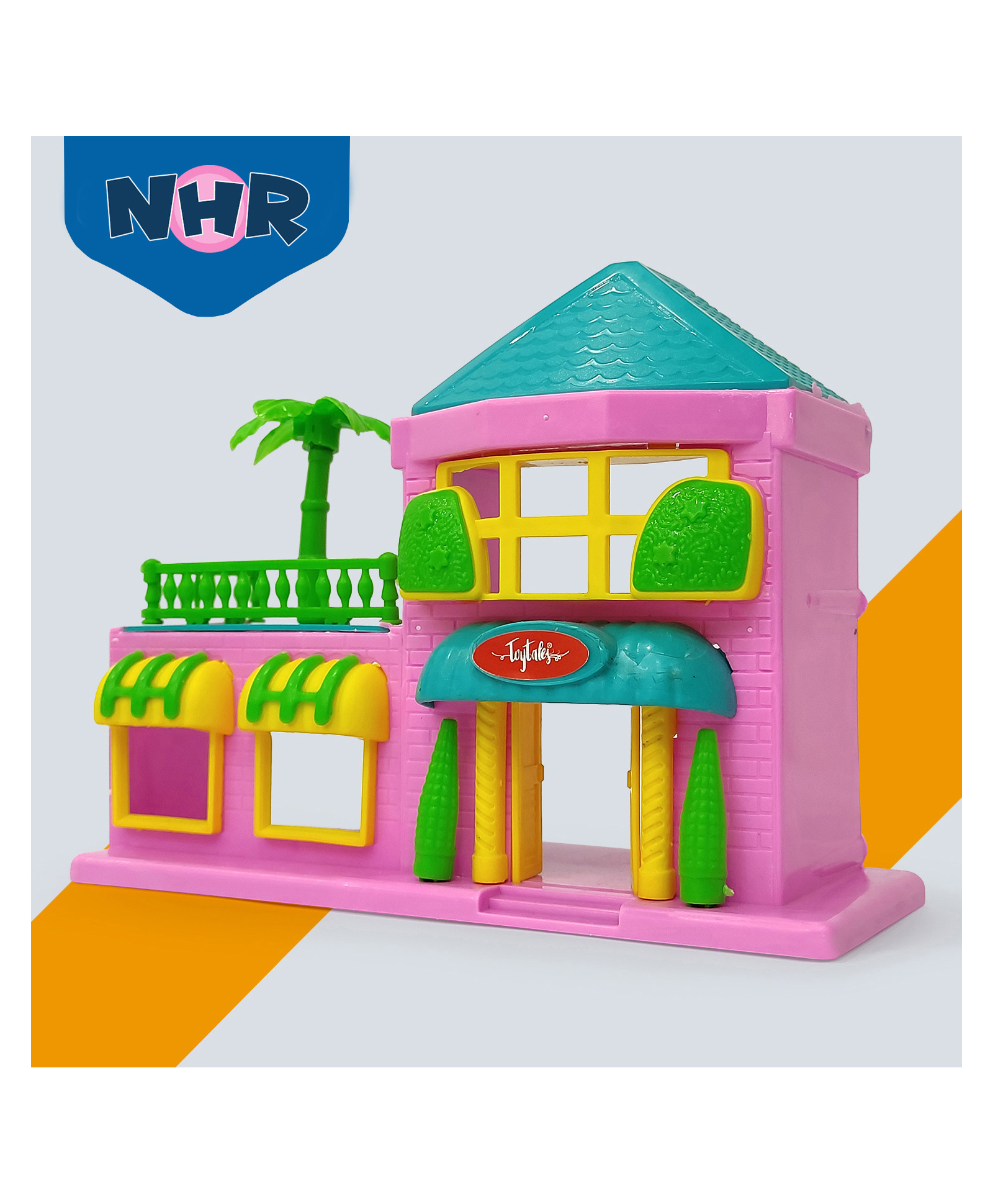 NHR 2-Storey Doll House Play Set for Girls with Furniture, Mini Dolls & Accessories | Pretend Play Toy House with Rooftop, Balcony & Colorful Design | Plastic Dollhouse for Kids Age 3+-image-40