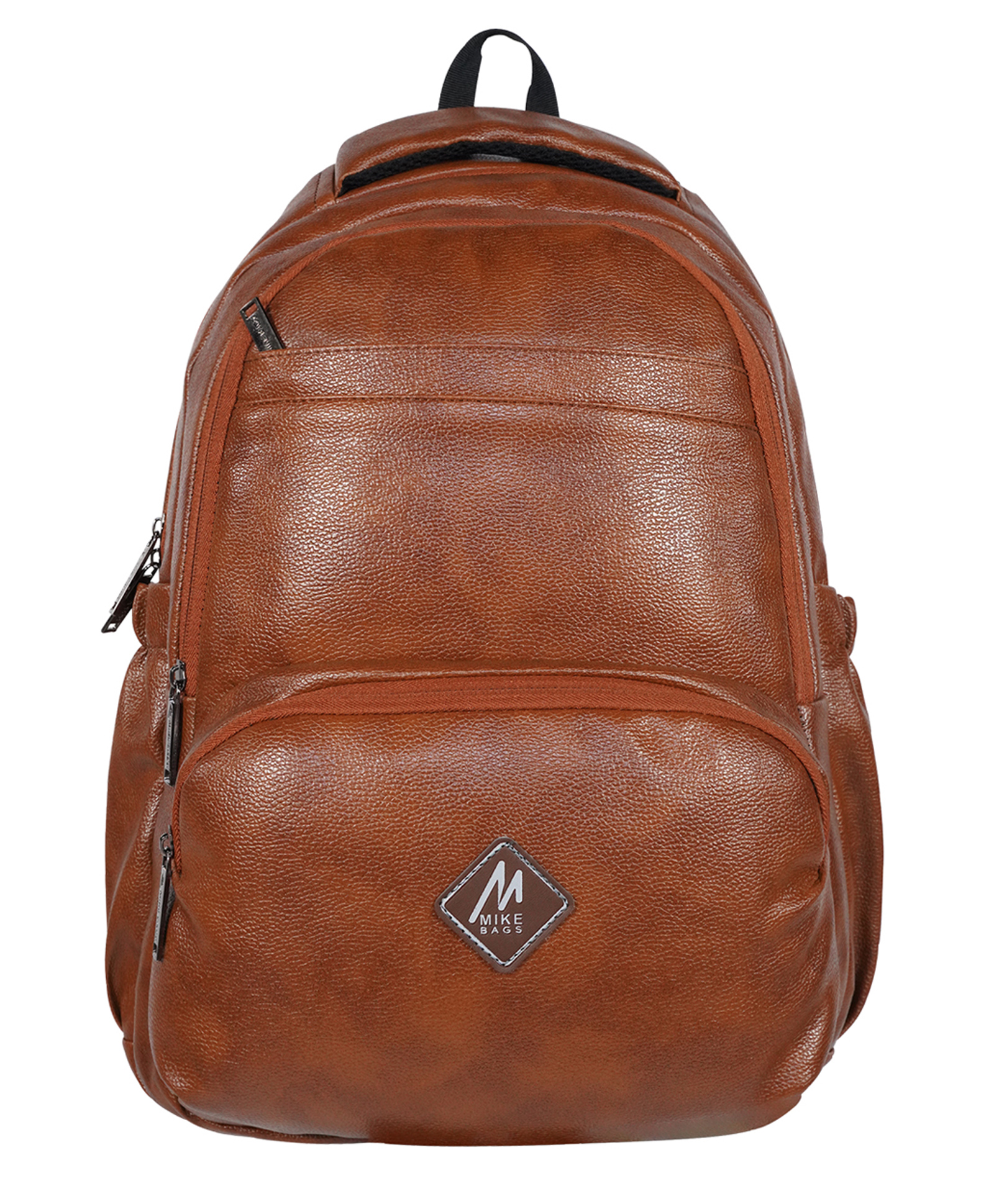 Mike Ember Leather Laptop Backpack Tan - Height 17.7 Inches-image-4