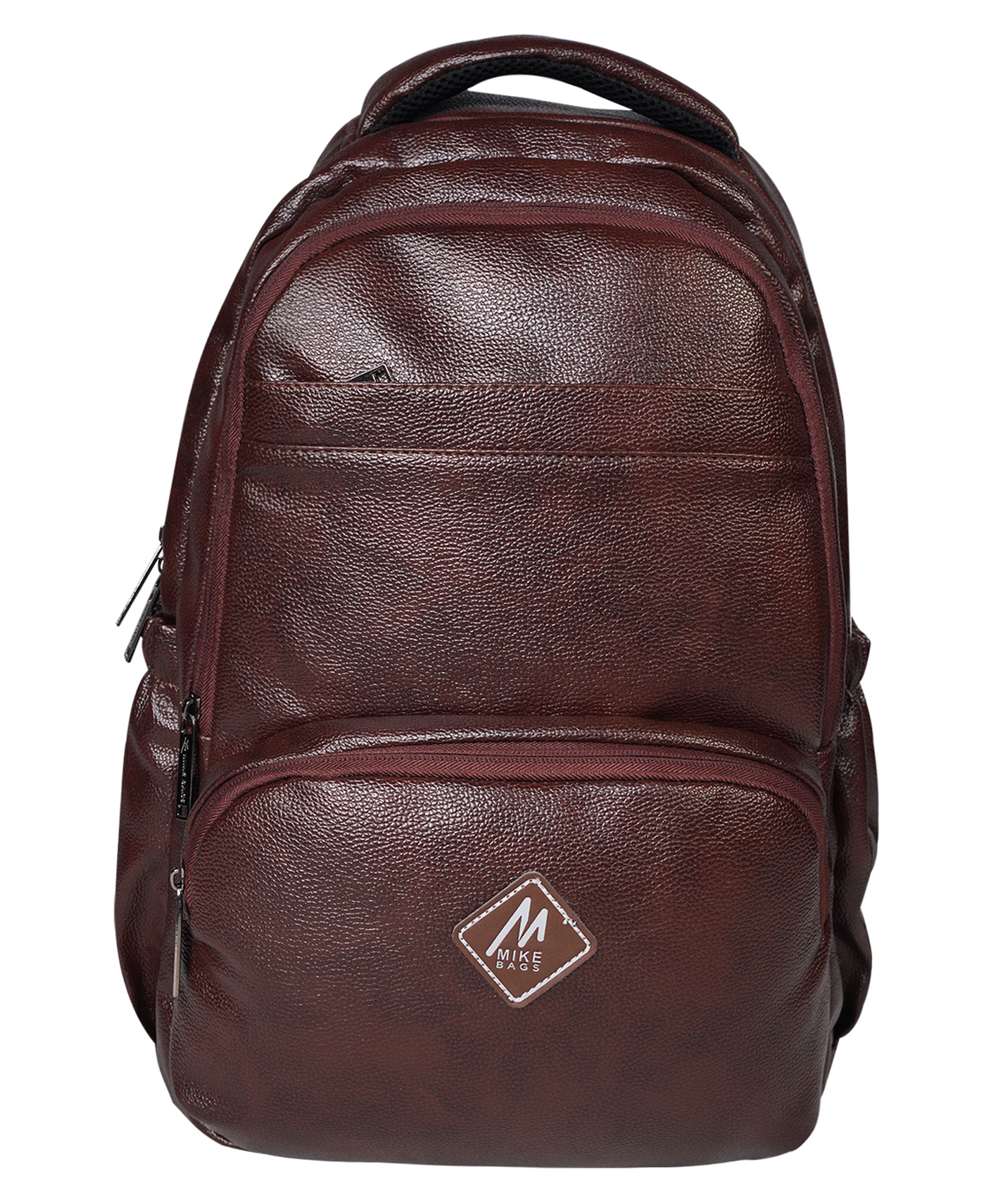 Mike Ember Leather Laptop Backpack Brown - Height 17.7 Inches-image-1