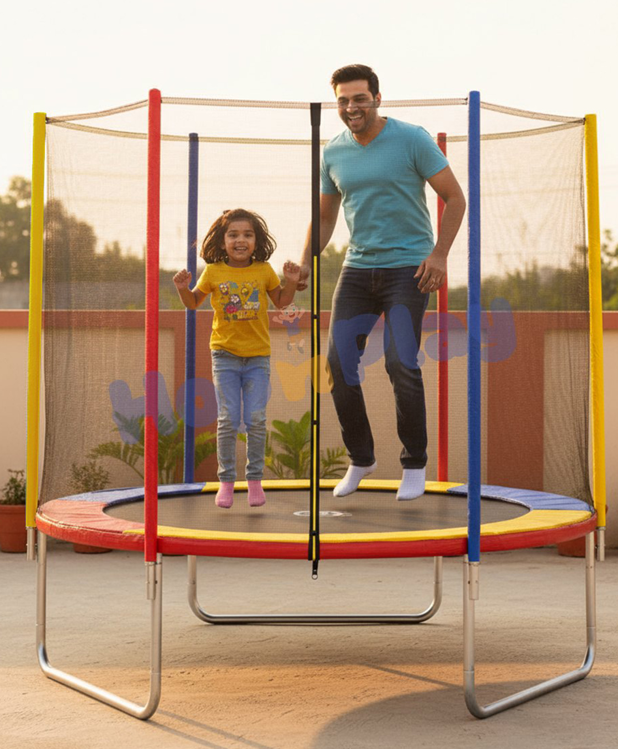 Hop N Play Heavy Duty 6ft Fitness Trampoline with Safety Net Supports Up to 150kg, Indoor & Outdoor Use, Rainbow Color, Ideal for Kids & Adults-image-12