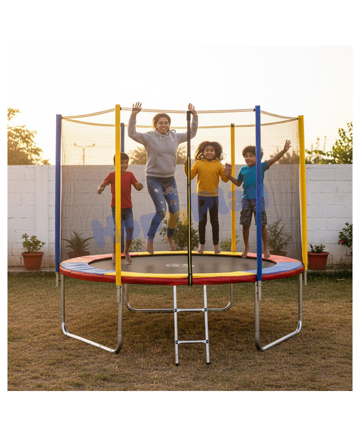 Hop N Play Heavy Duty 8ft Fitness Trampoline with Safety Net Supports Up to 150kg, Indoor & Outdoor Use, Rainbow Color, Ideal for Kids & Adults-picture-28