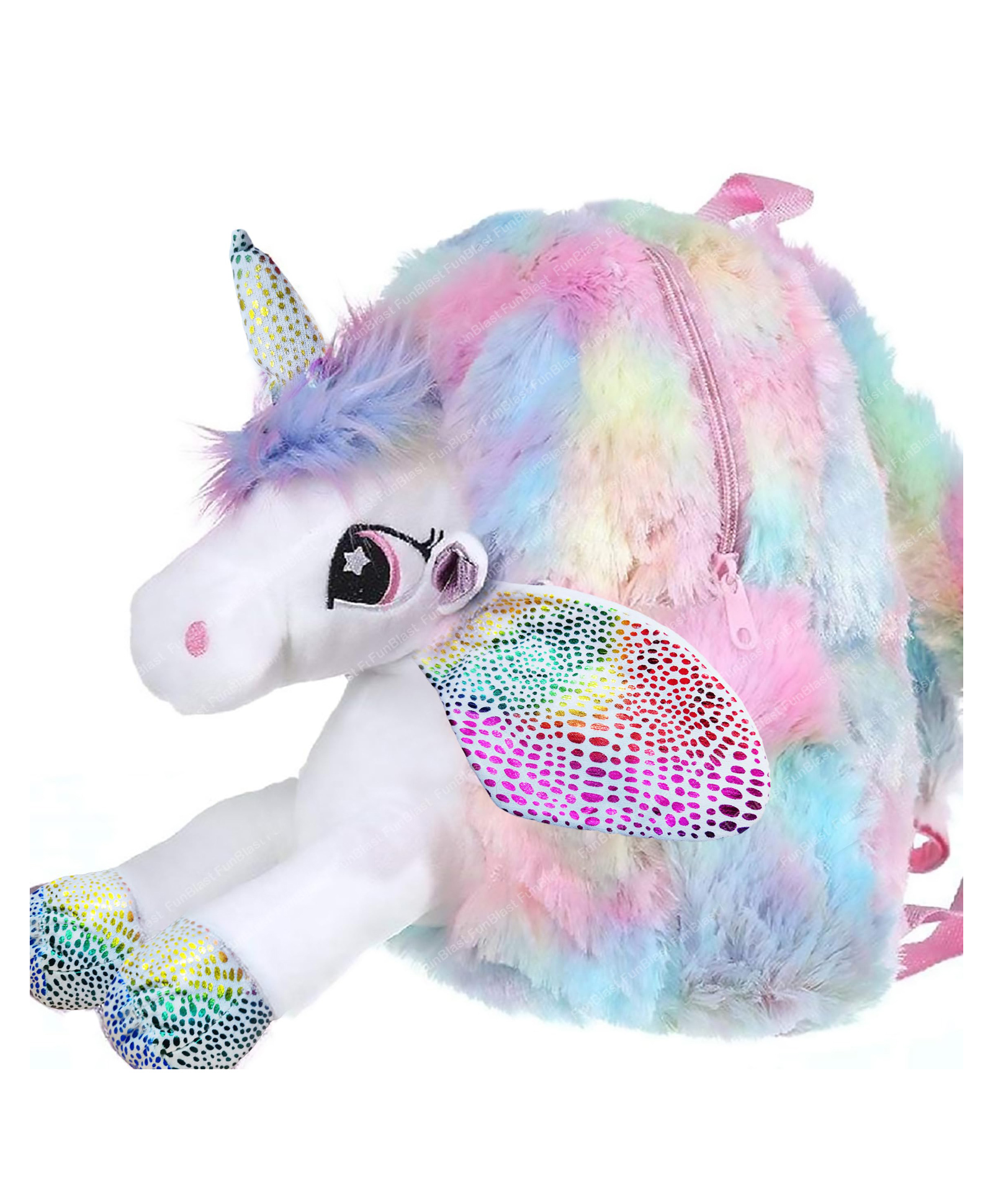 FunBlast 12-Inch Unicorn Soft Fur Bag for Kids 1 Pc (Random Color) - Height 11 Inches-image-45