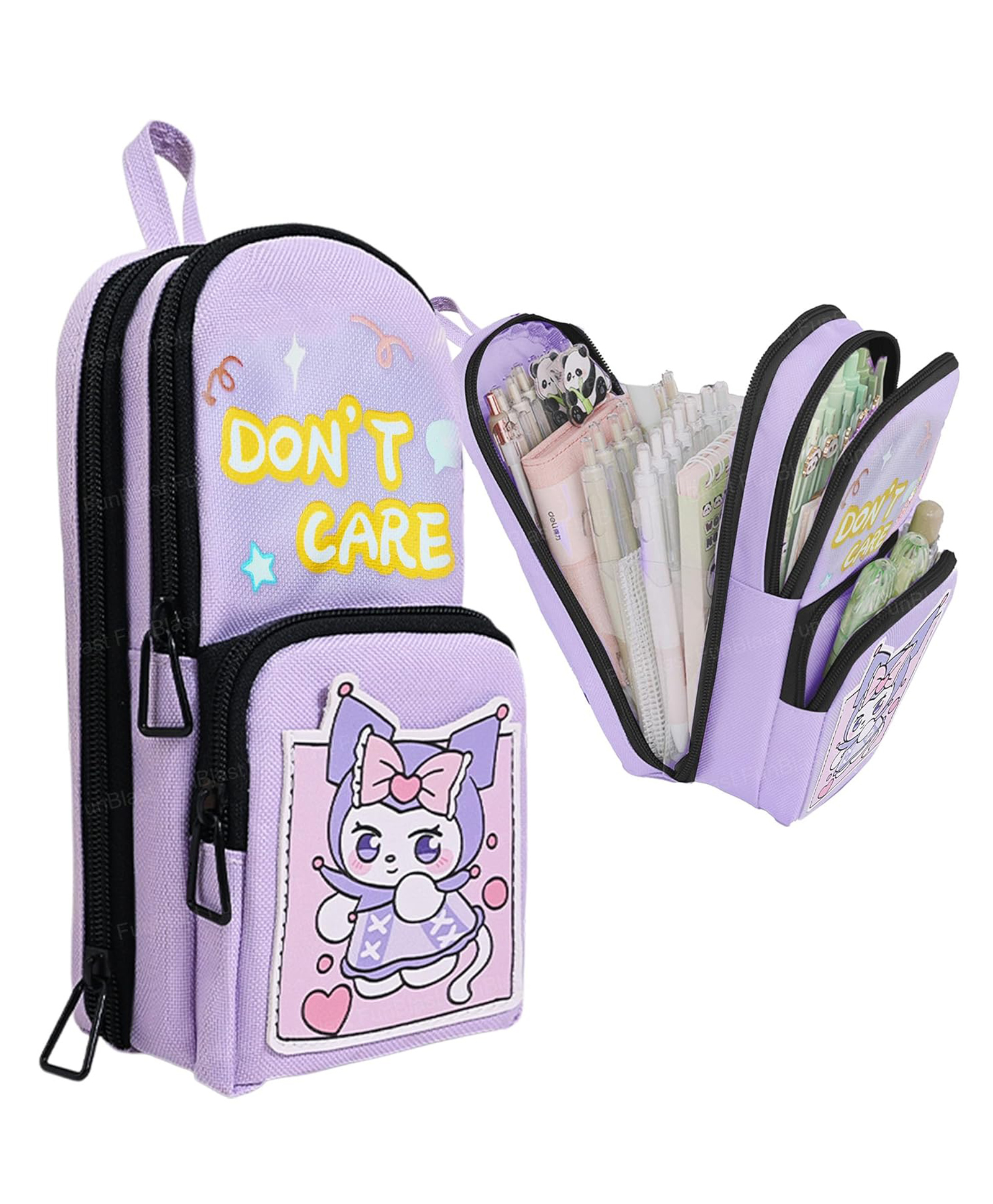 FunBlast Kuromi Design Hangable Pencil Pouch for Kids Pack of 1 (Purple)-picture-29