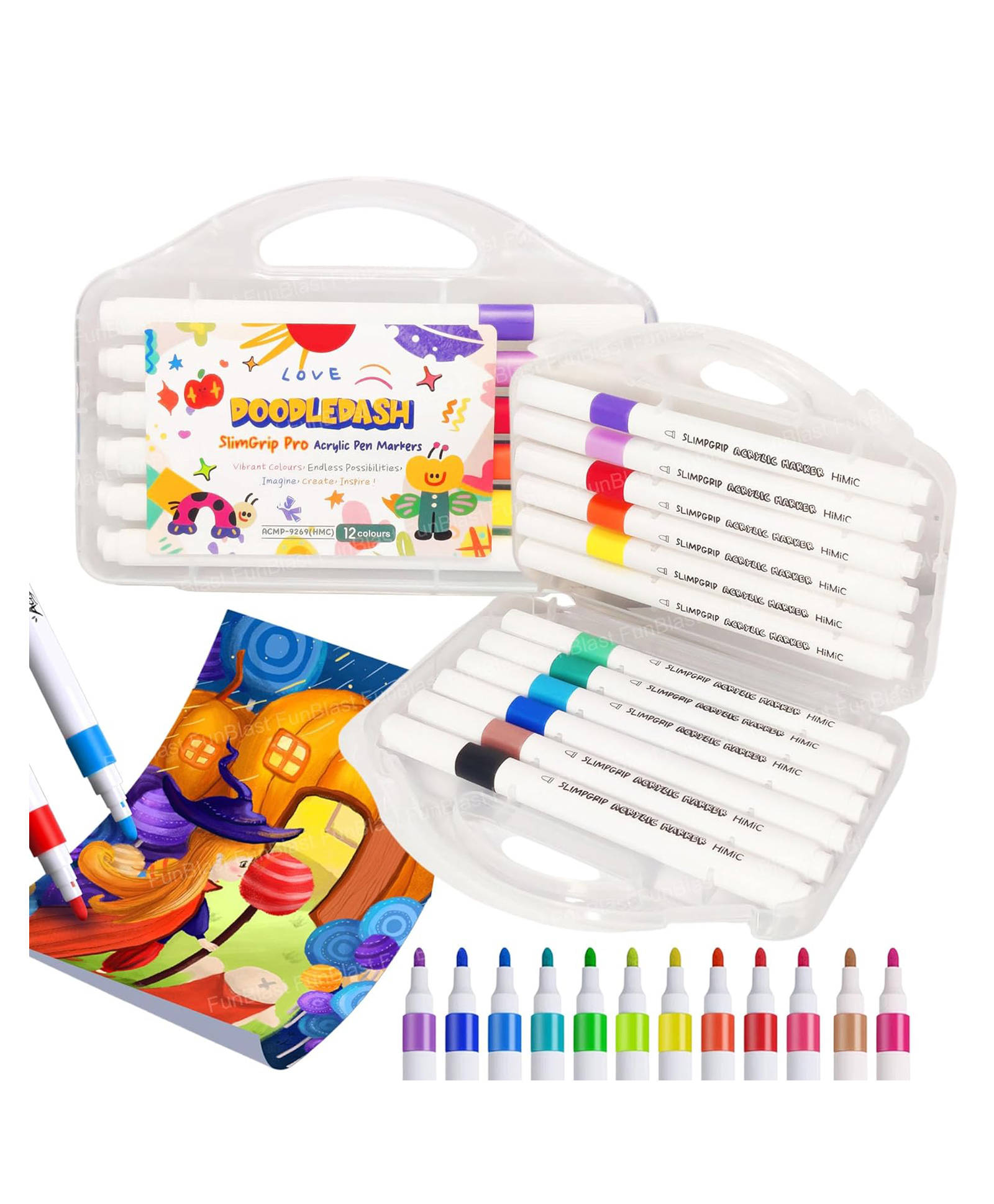 FunBlast Acrylic Color Markers for Art & Craft 12 Pcs Multicolor-picture-25