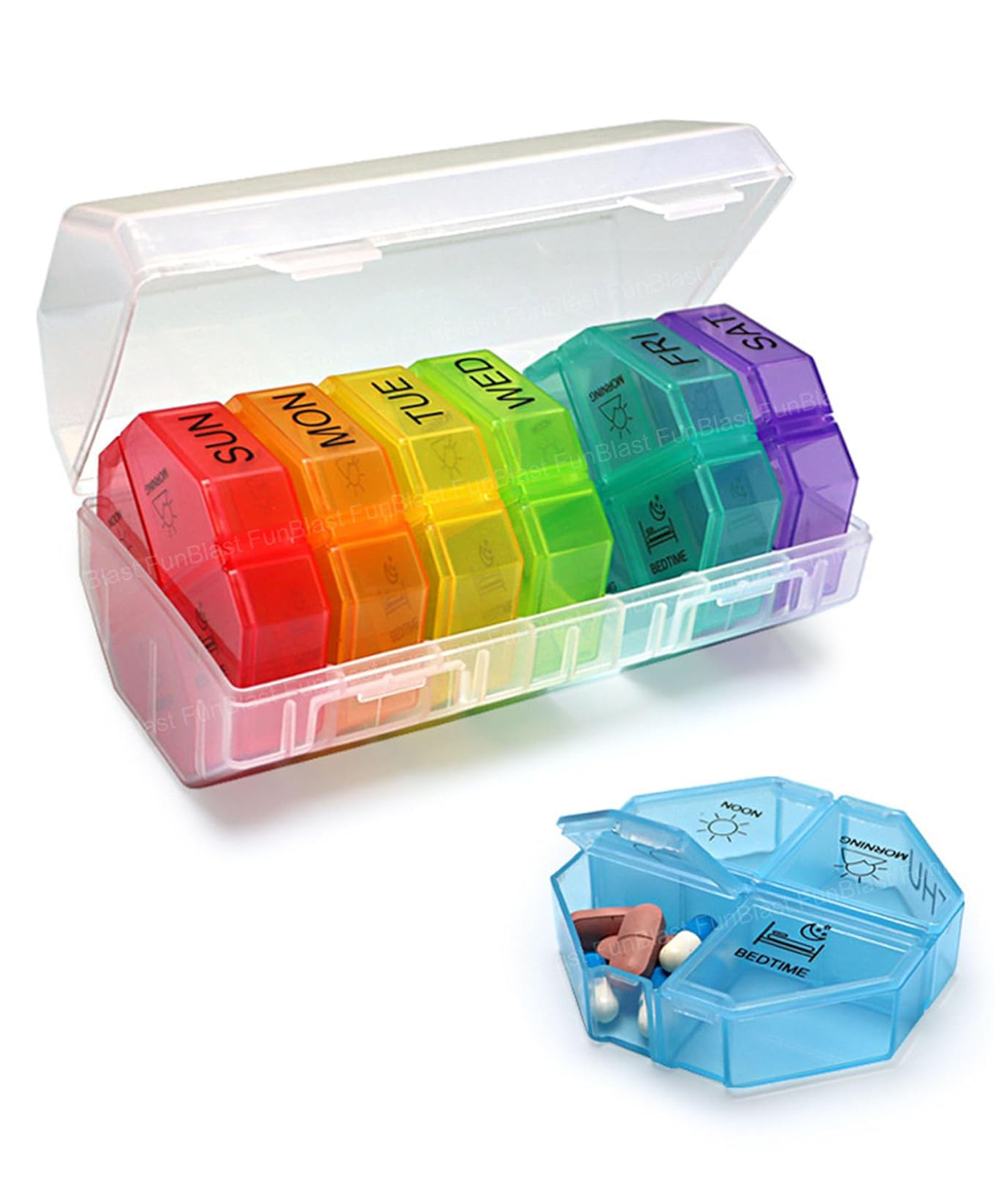 FunBlast 7 Days Pill Box with Separate Compartments Pack of 1 Multicolor-image-24
