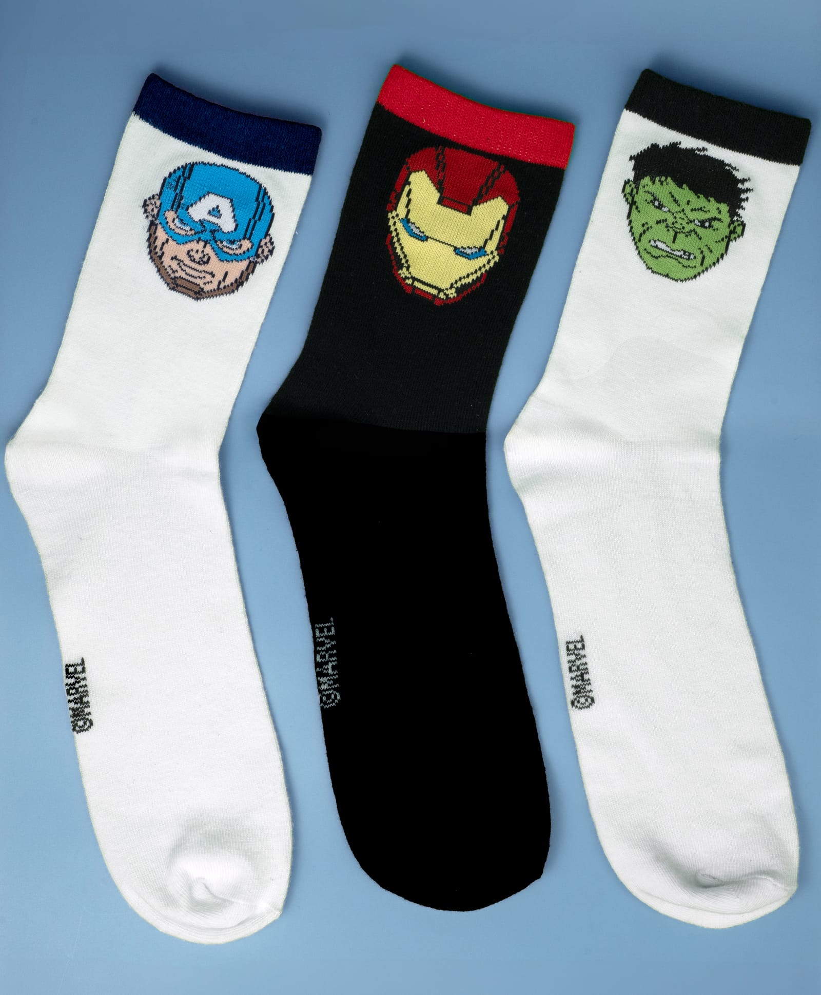 Yellow Bee Cotton Knit Pack Of 3 Marvel Avengers Featuring Characters Designed Socks - Multi Colour-image-20