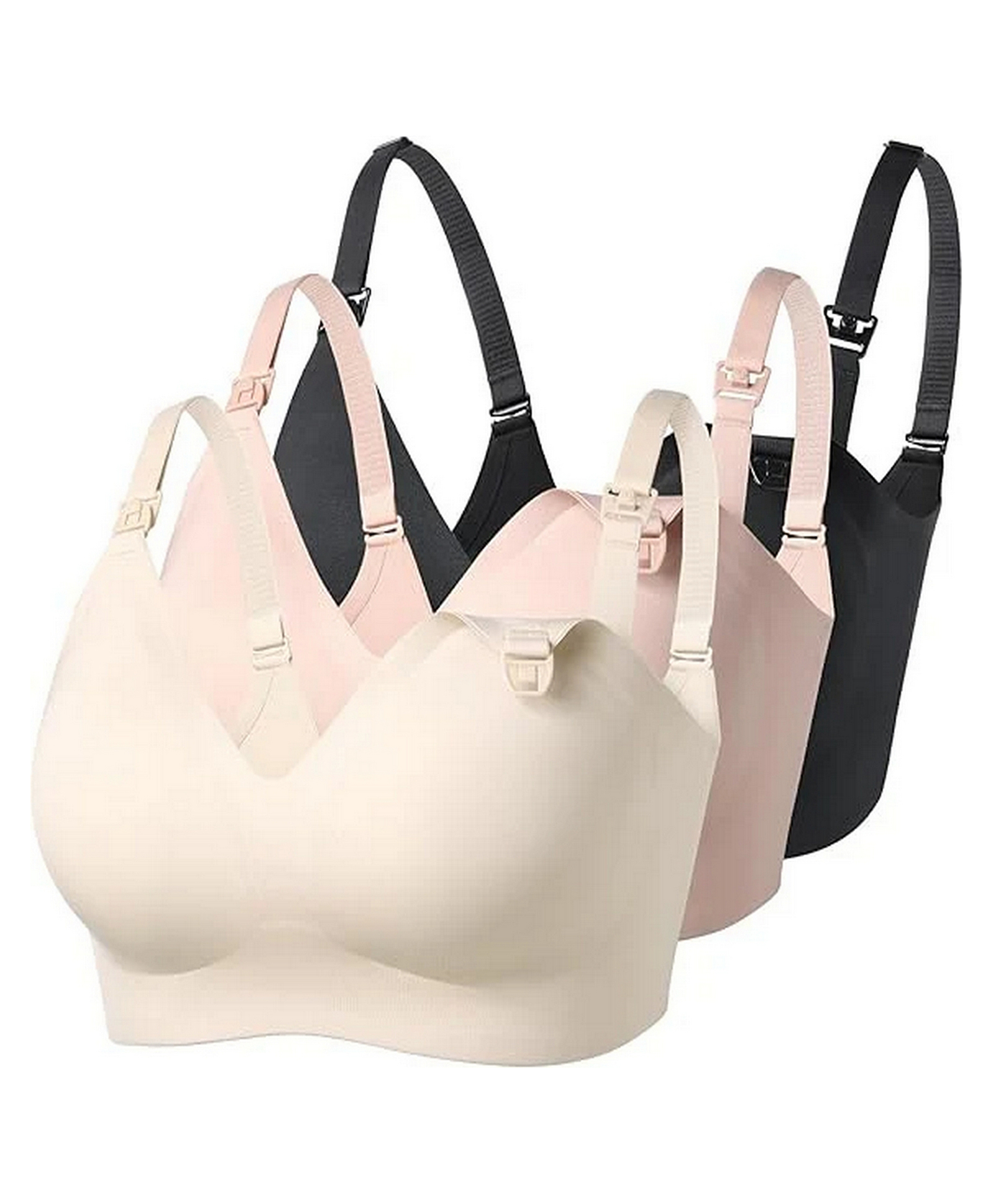 Momcozy Pack Of 3 Solid Maternity & Nursing Bra - Multicolor-image-25