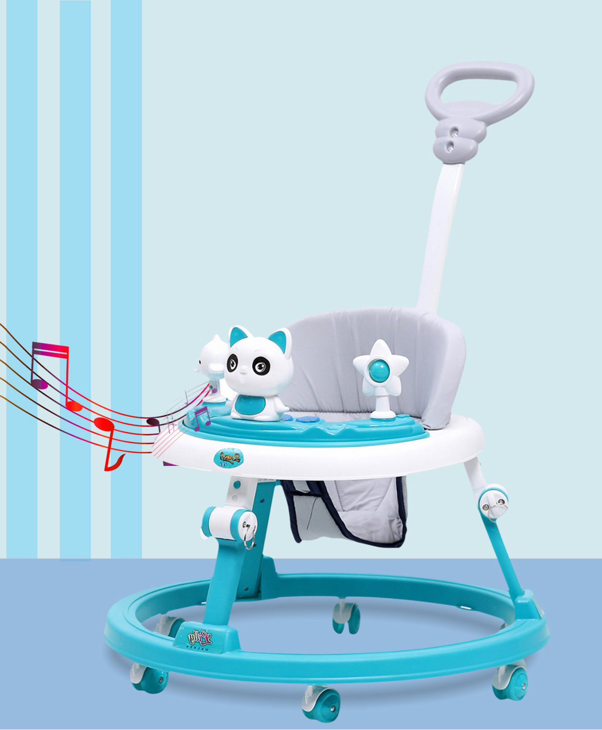 Dash Baby Musical Walker with Adjustable Height & Detachable Parent Push Handle for Kids - Blue-image-18