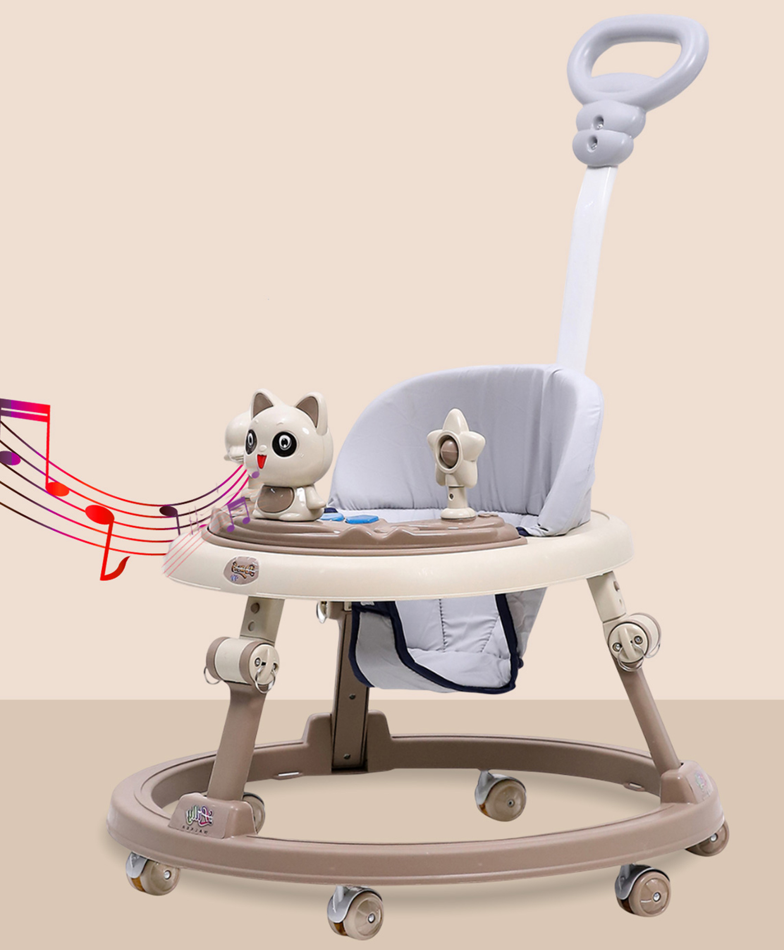 Dash Baby Musical Walker with Adjustable Height & Detachable Parent Push Handle for Kids - Grey-picture-15