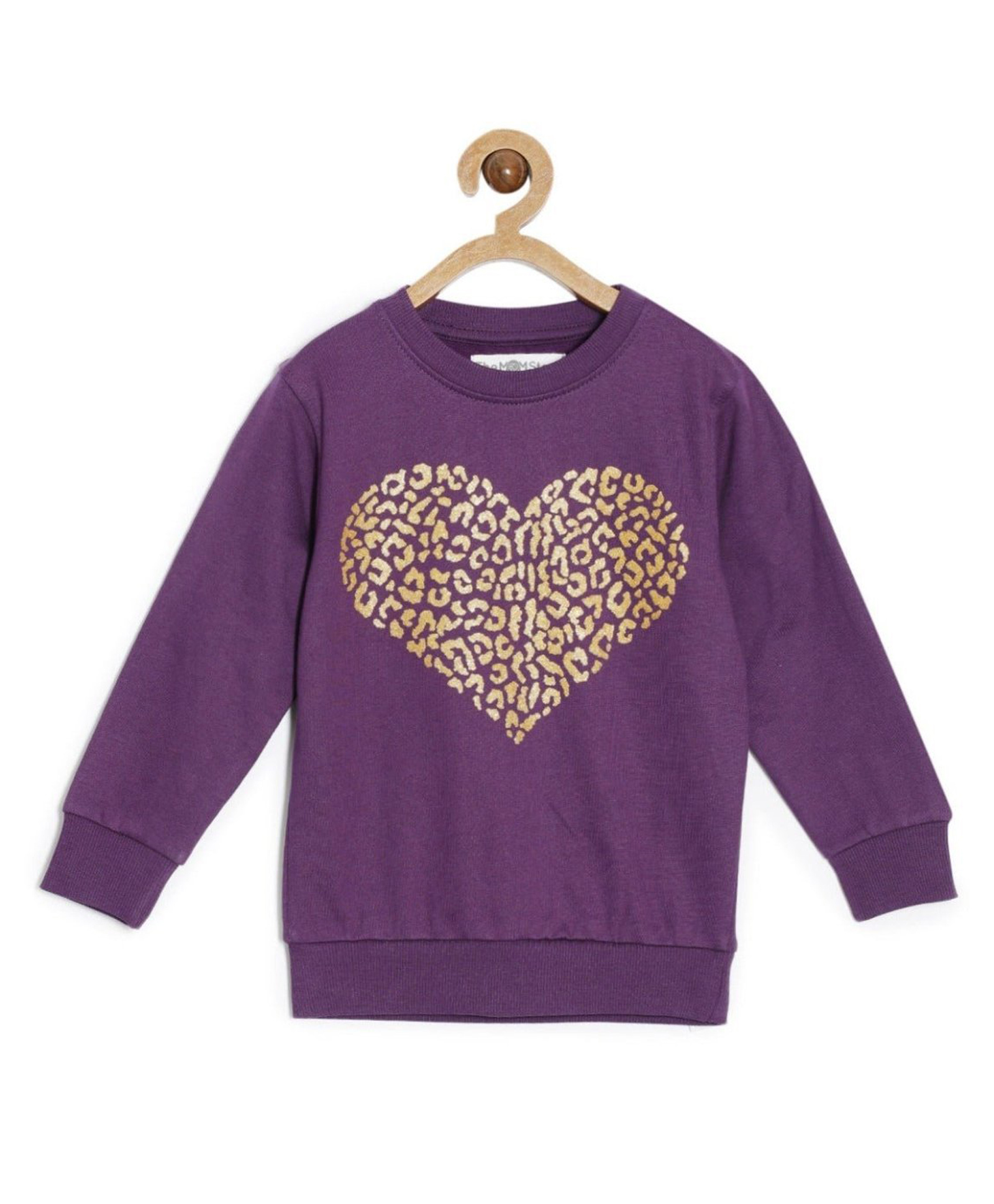 The Mom Store Cotton Knit Full Sleeves Heart Printed Light Winter Sweatshirt - Purple-image-48