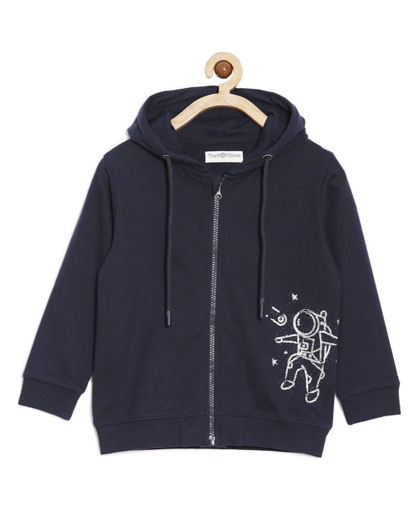 The Mom Store Cotton Knit Full Sleeves Astronaut Printed Light Winter Hoodie - Navy Blue-image-27