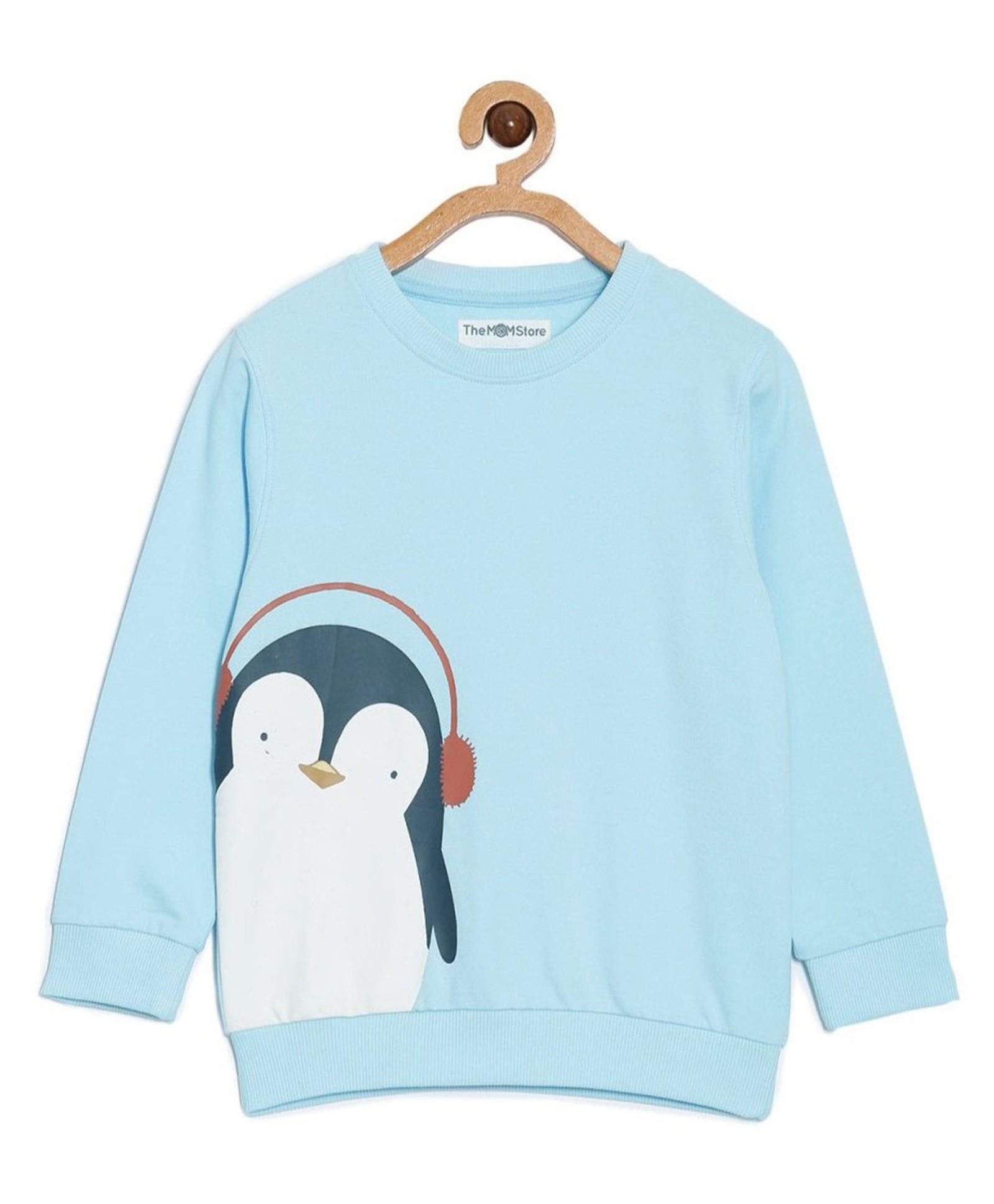 The Mom Store Cotton Knit Full Sleeves Penguin Printed Light Winterwear Sweatshirt - Blue-image-20