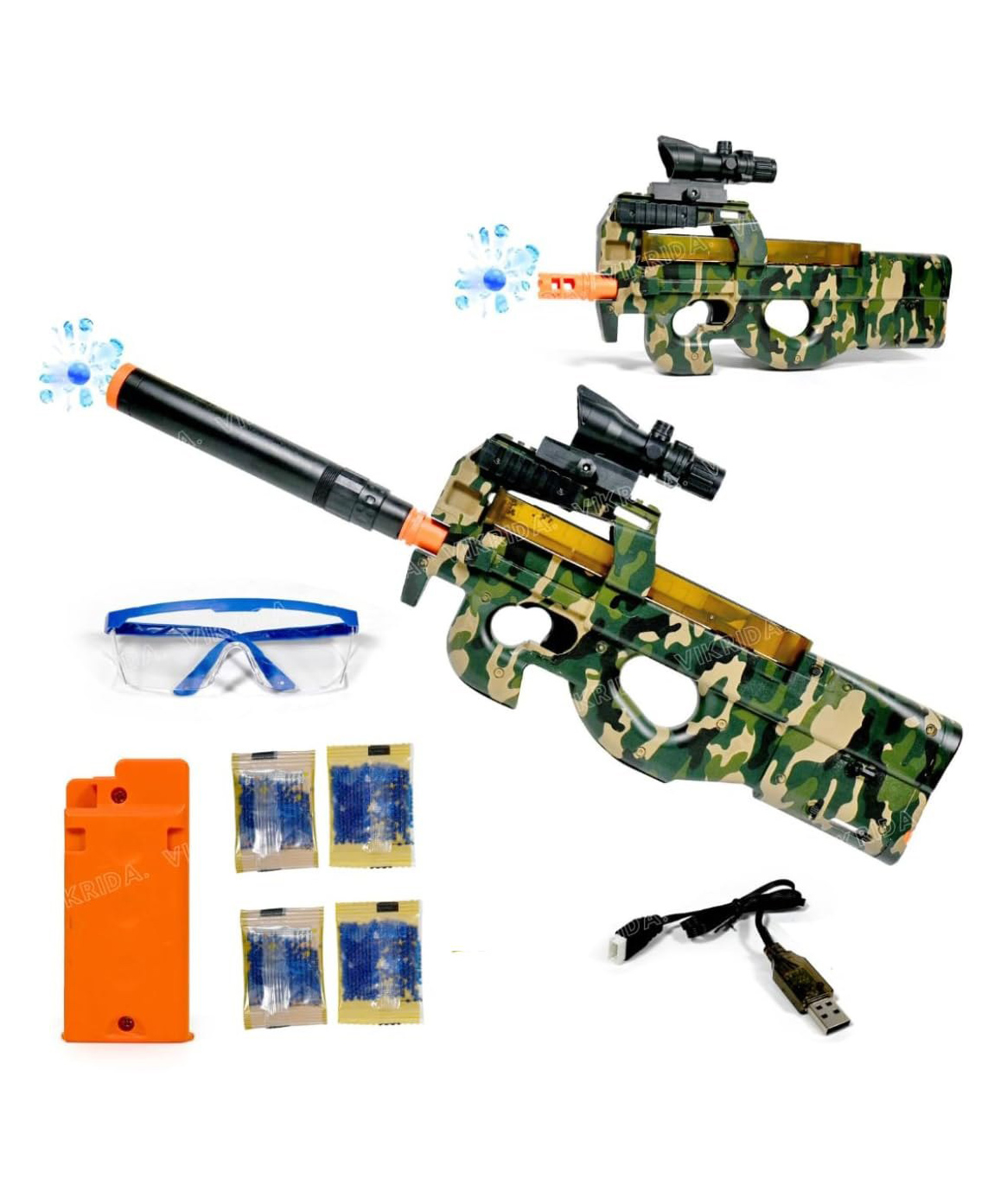 VikriDA Dual Mode Balls Blaster Gun Automatic & Manual Foam Shooter for Outdoor Airsoft Fun Camo Small Balls Blaster for Adults-image-7
