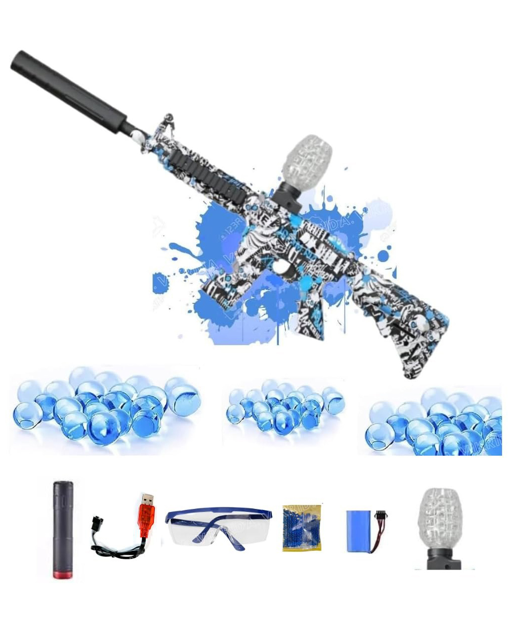 VikriDA Electric M416 Small Balls Blaster Toy Gun with 5000 Small Ballss, Battery Gun with Automatic Fast Fire Rate-image-33