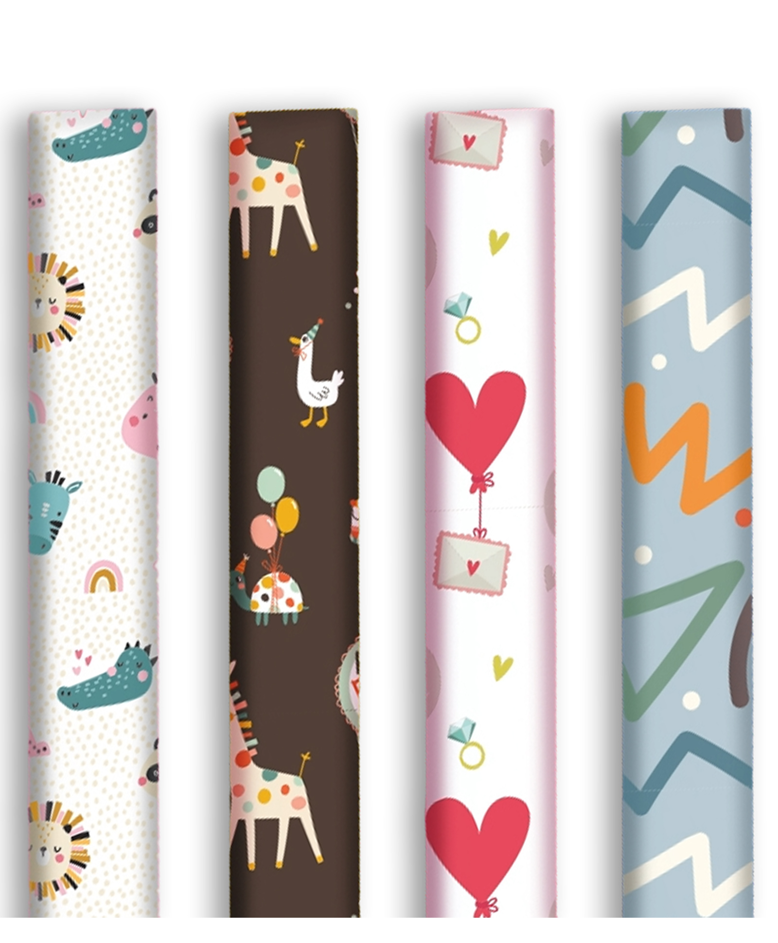 QIPS | NUKKAD Pack of 4 Multi-Design Rolls (20 Sheets) Gift Wrapping Paper - 19" x 29"